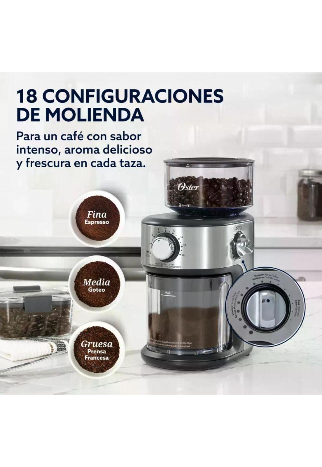 Molinillo De Café Oster Automático Muelas 18 Niveles 227g Gris-4