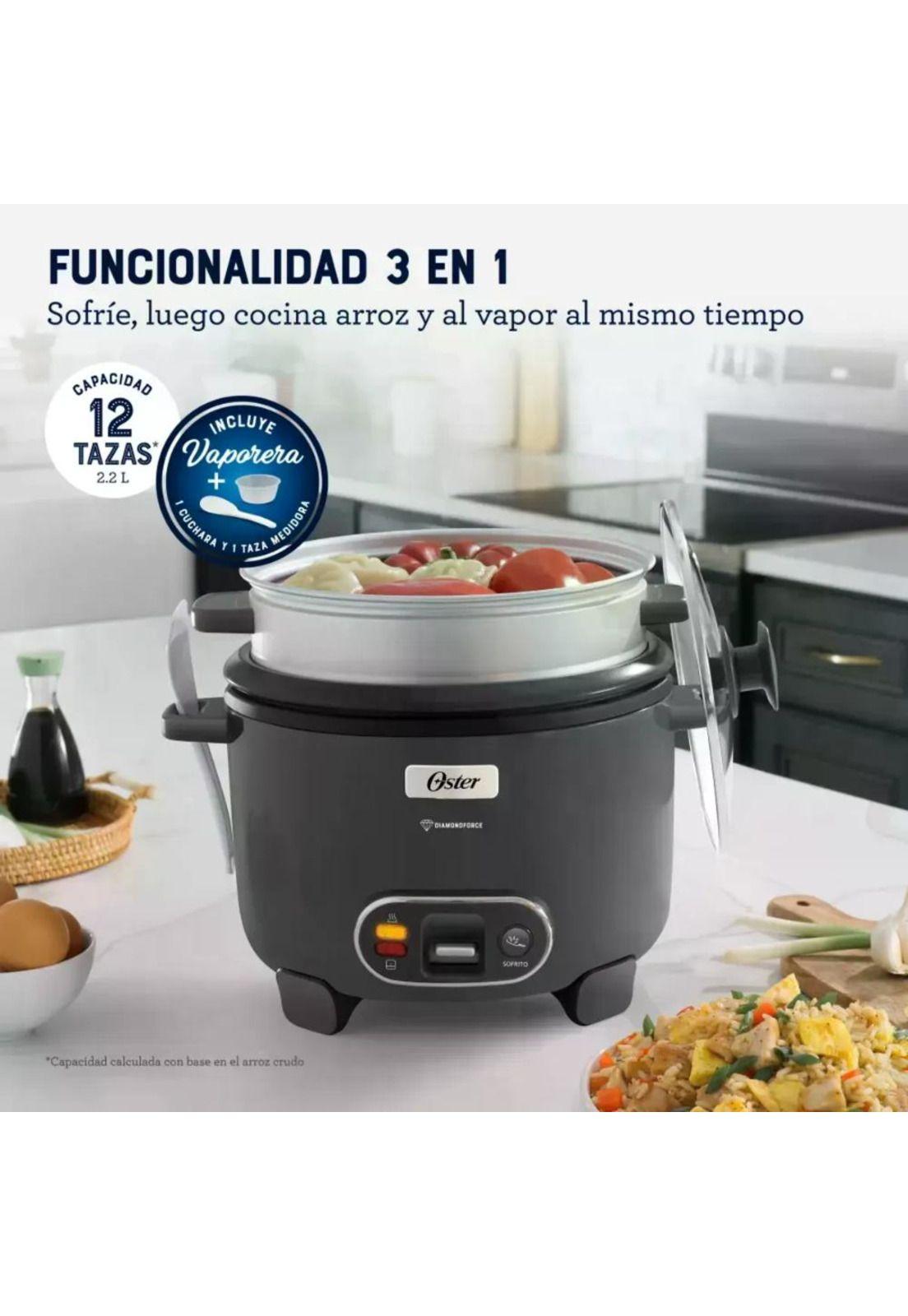 Arrocera Oster 12 Tazas Sofrito Y Vaporera Mod 2212406 Gris-4