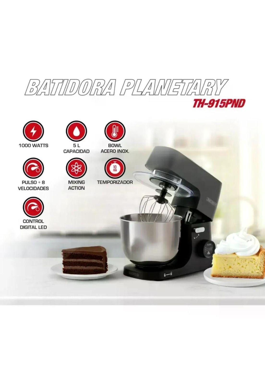 Batidora Planetaria Thomas Th-915pnd 1000w Bowl 5l Acero Negro-2