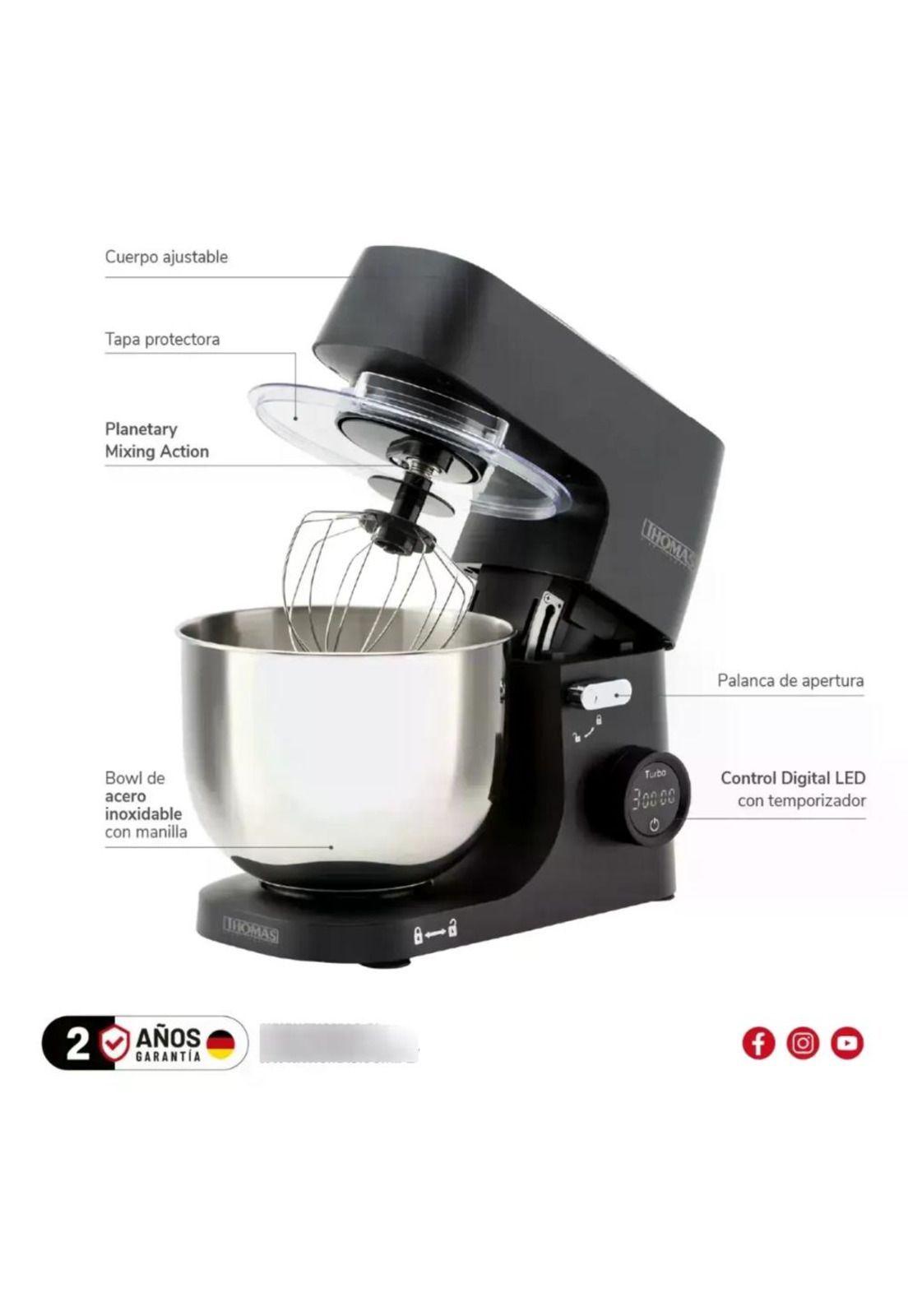 Batidora Planetaria Thomas Th-915pnd 1000w Bowl 5l Acero Negro-6