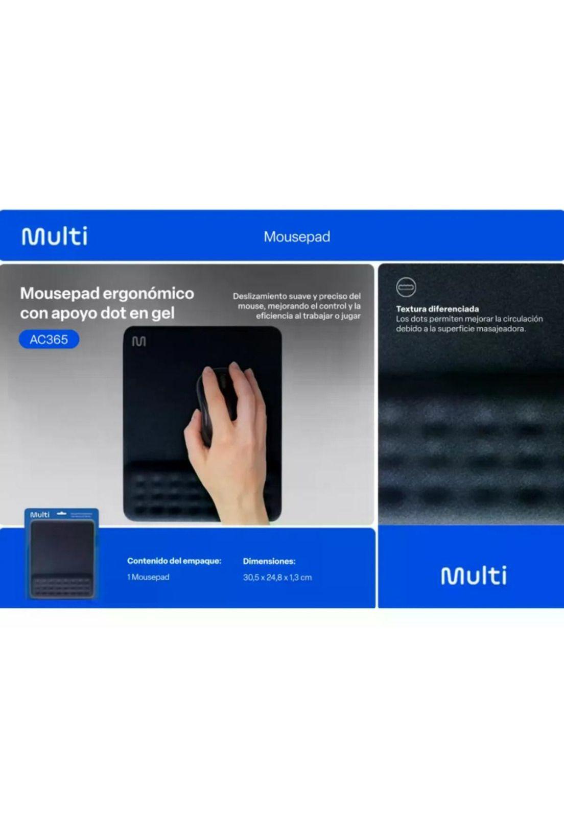 Mouse Pad Con Apoya Muñecas Gel Multilaser Ac365 Negro-3