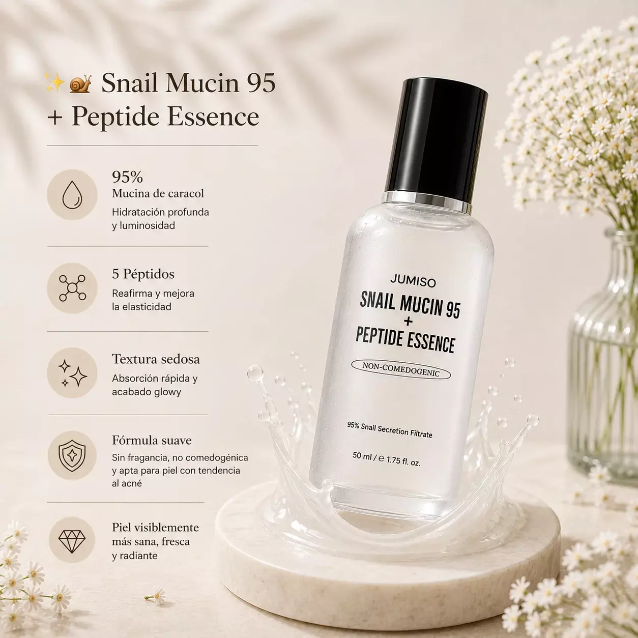 Snail Mucin 95 Essence 50ml Esencia Caracol Hidratante y Reparadora-2