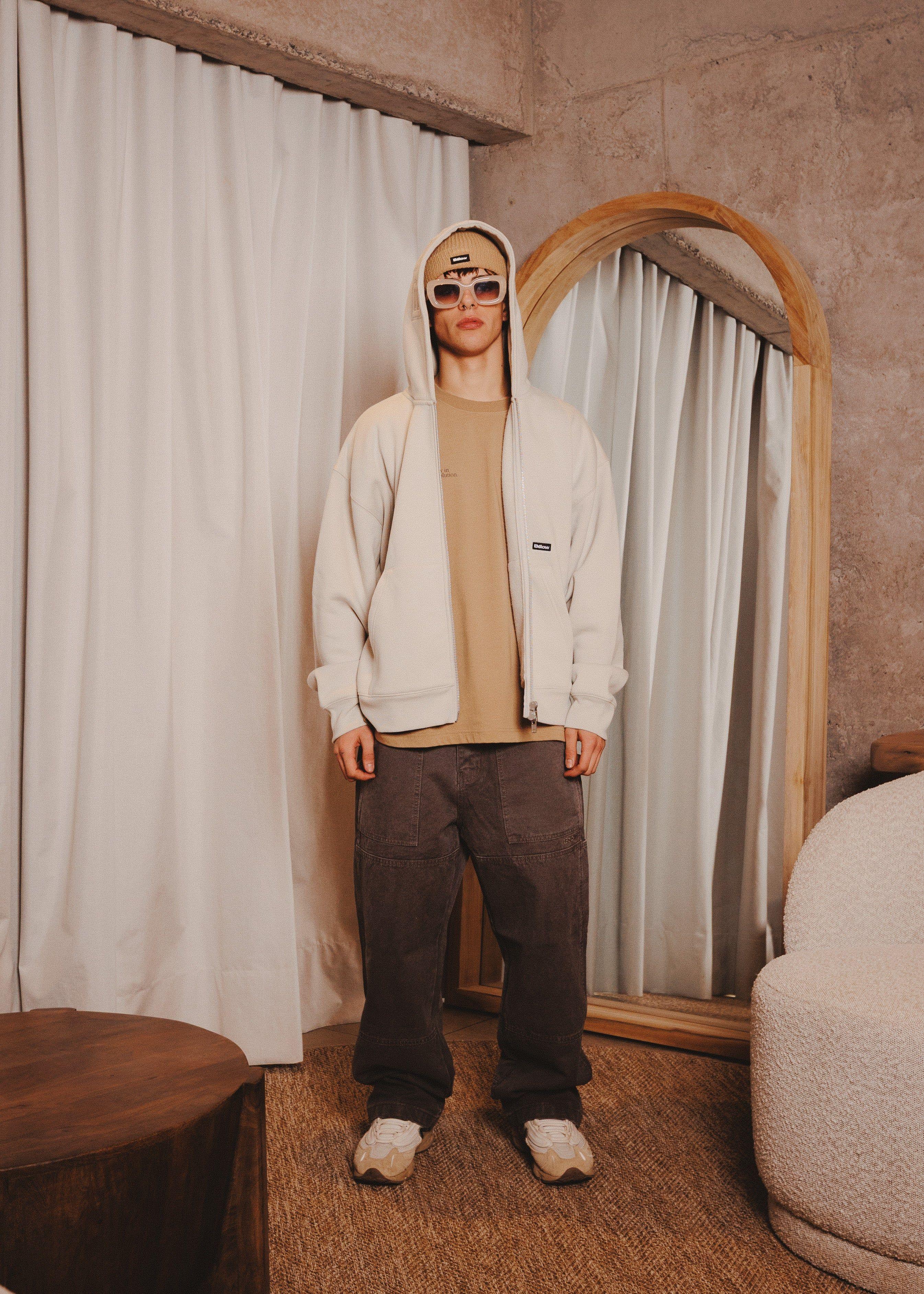 ZIPUP HOODIE THE CAP MARFIL-3