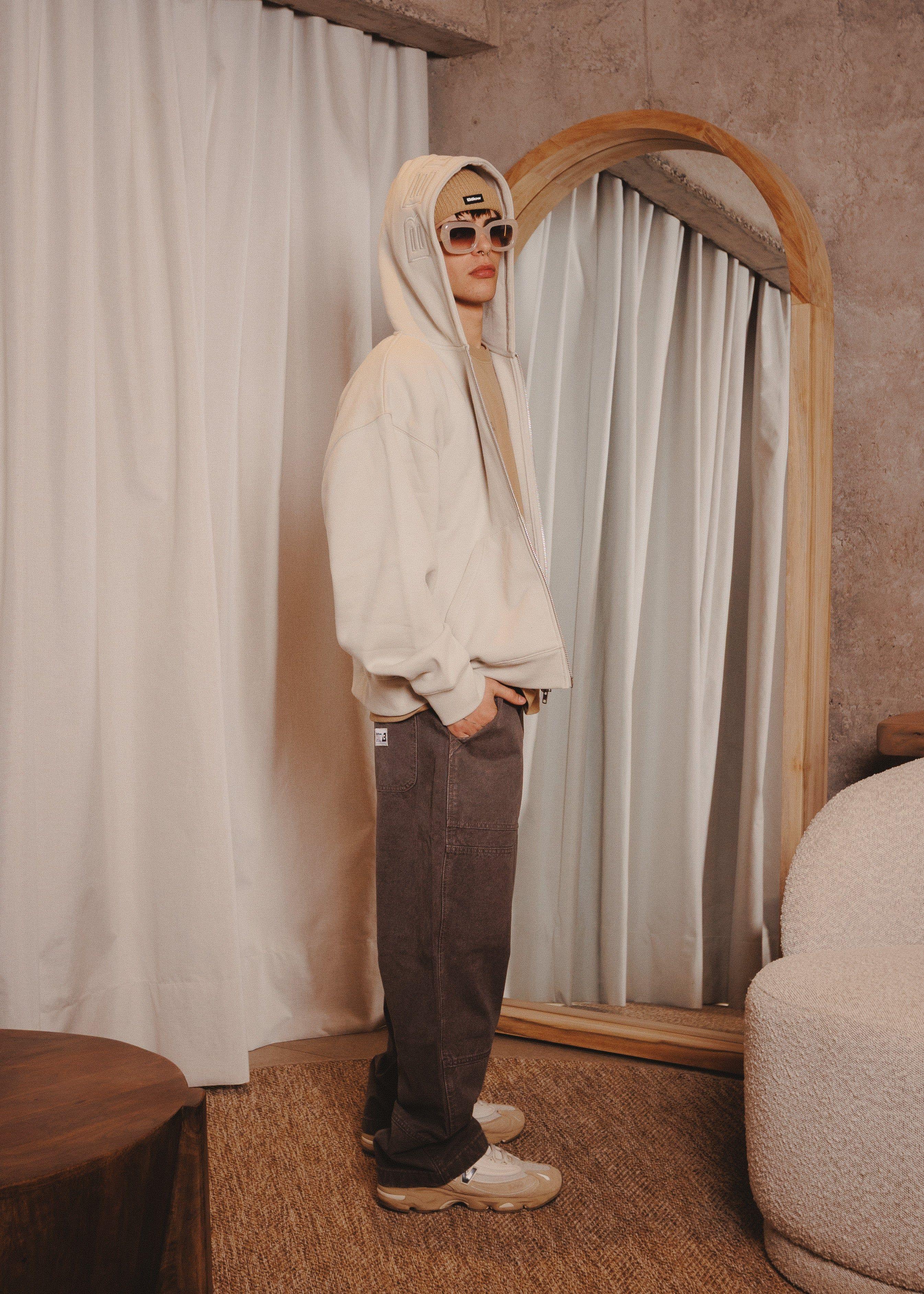 ZIPUP HOODIE THE CAP MARFIL-4