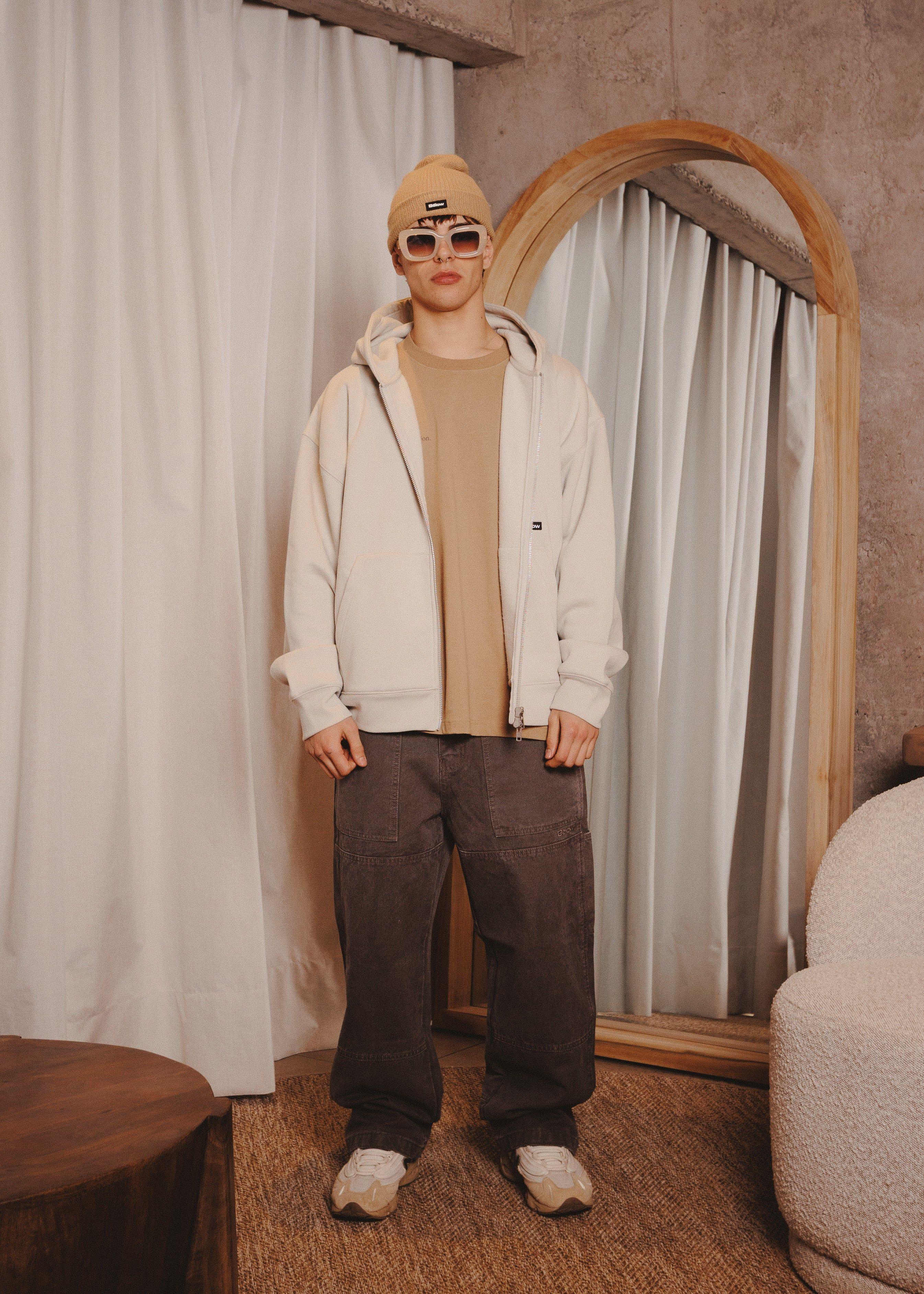 ZIPUP HOODIE THE CAP MARFIL-6