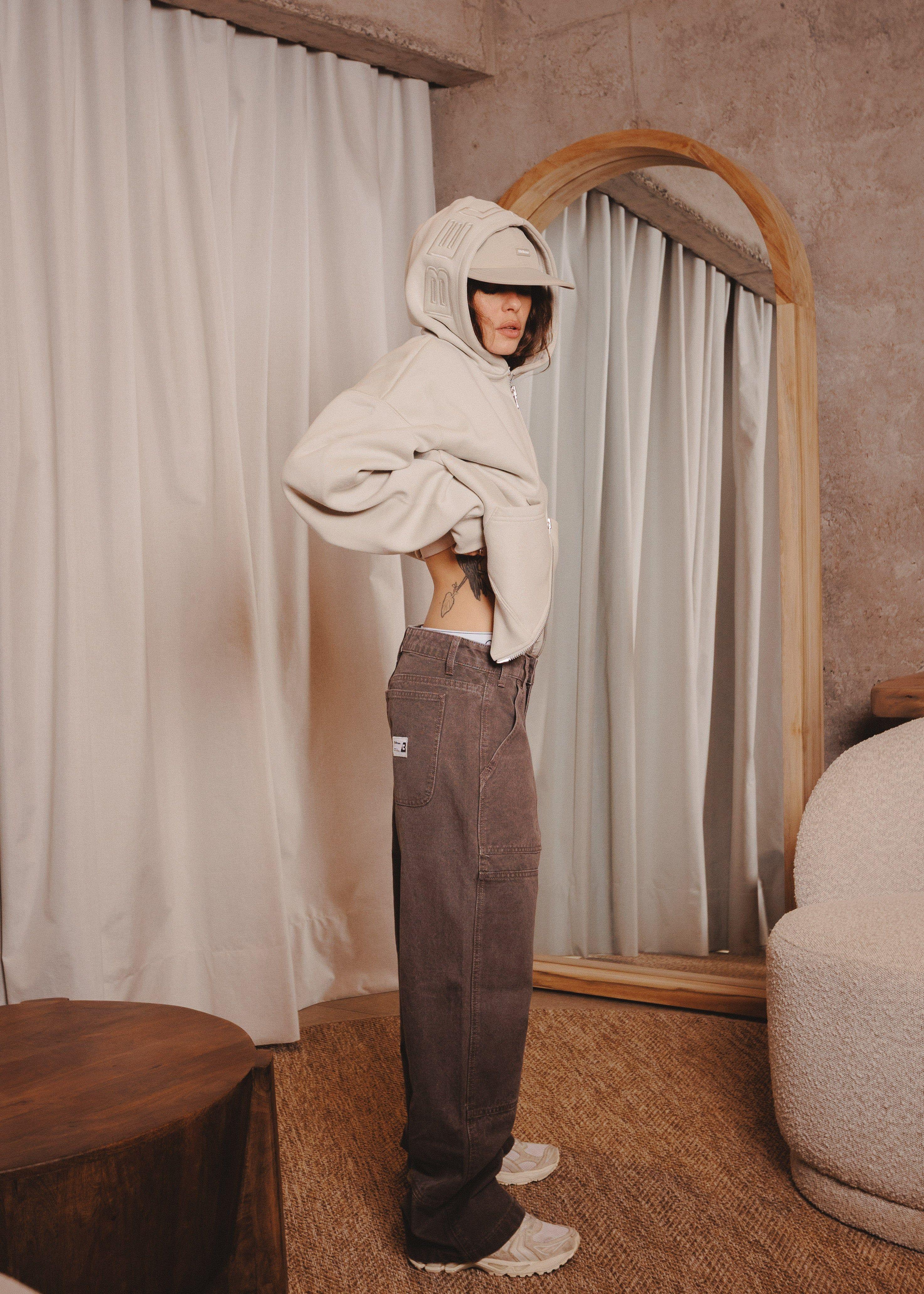 ZIPUP HOODIE THE CAP MARFIL-8