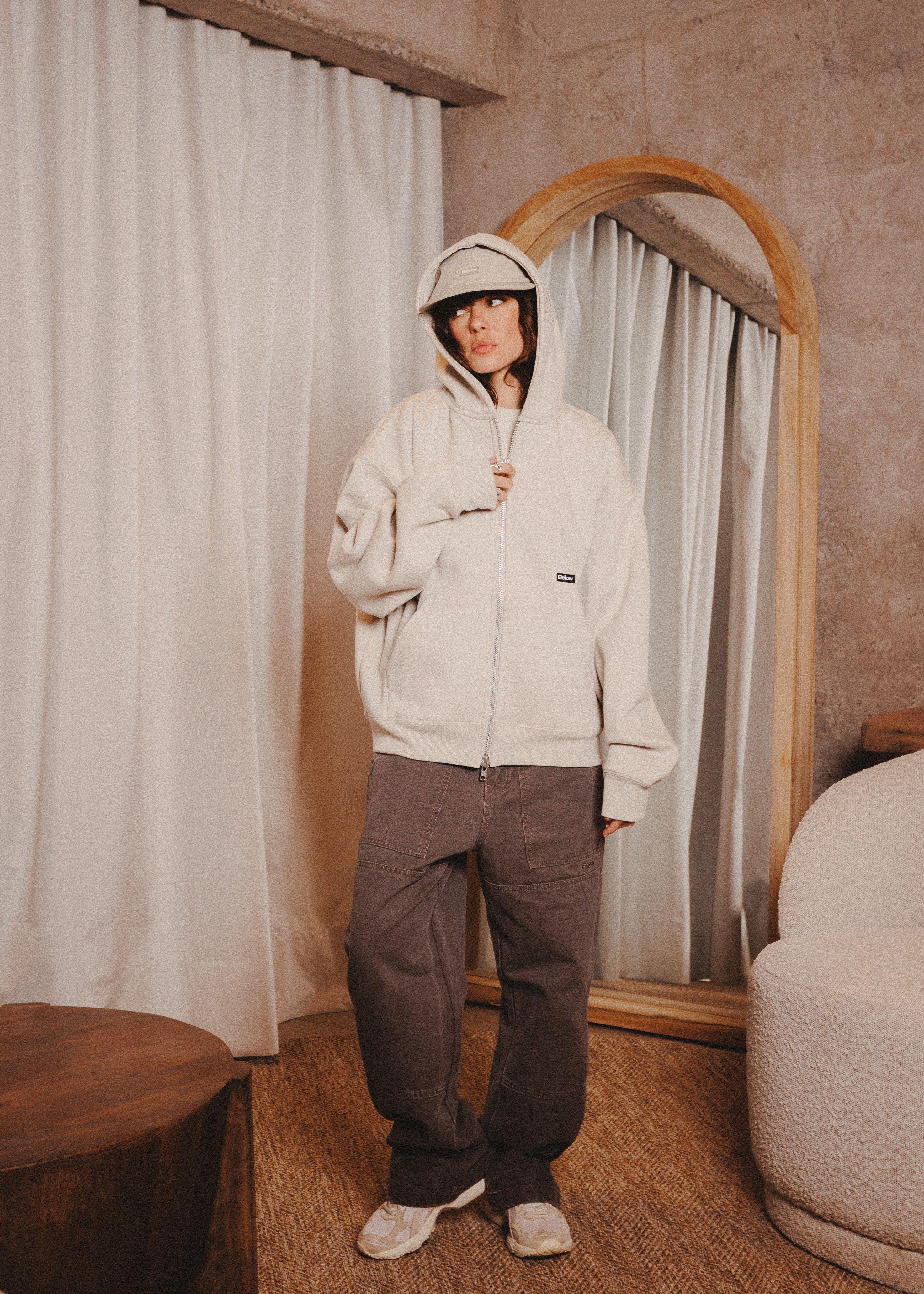 ZIPUP HOODIE THE CAP MARFIL-9