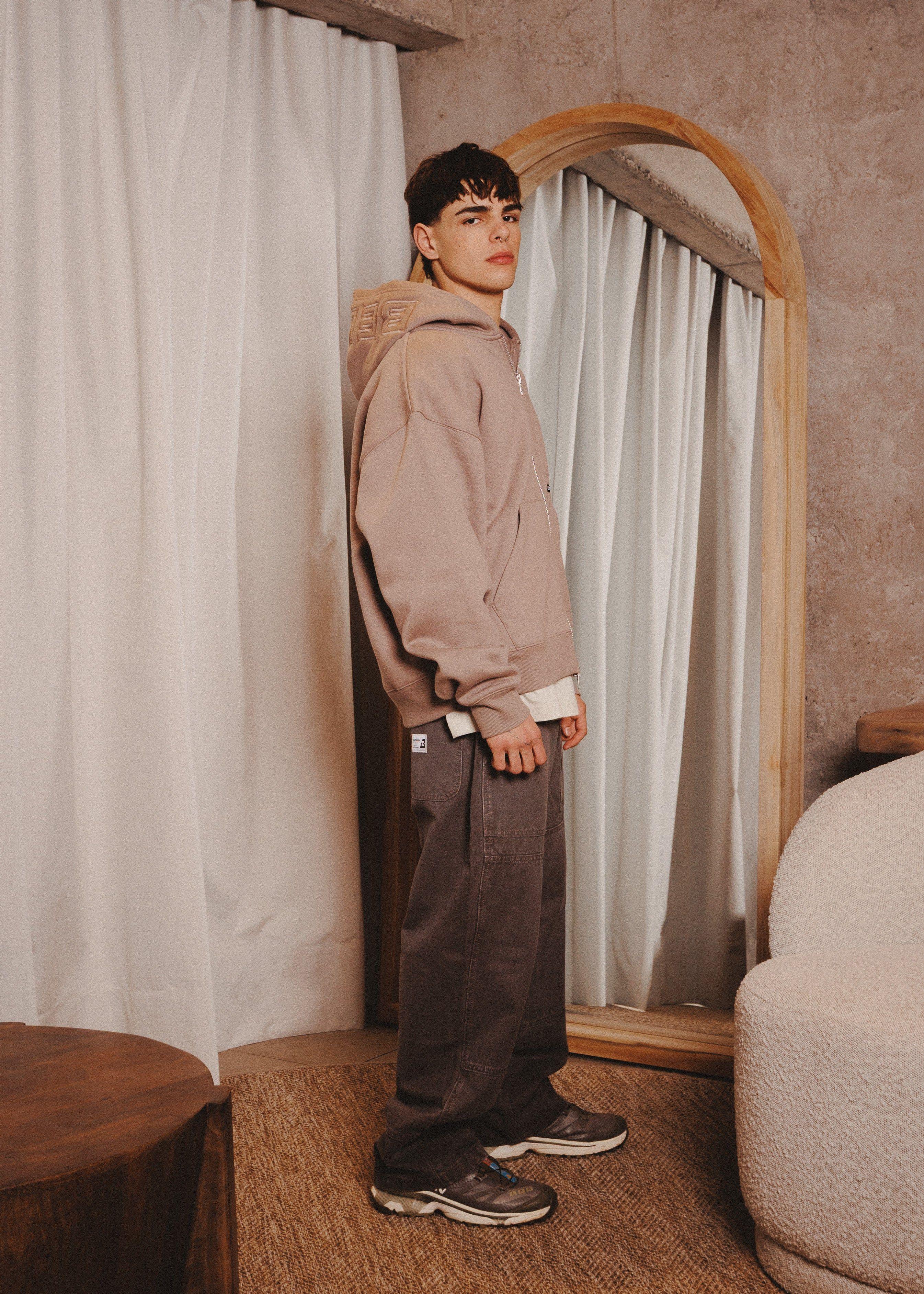 ZIPUP HOODIE THE CAP TAUPE-6
