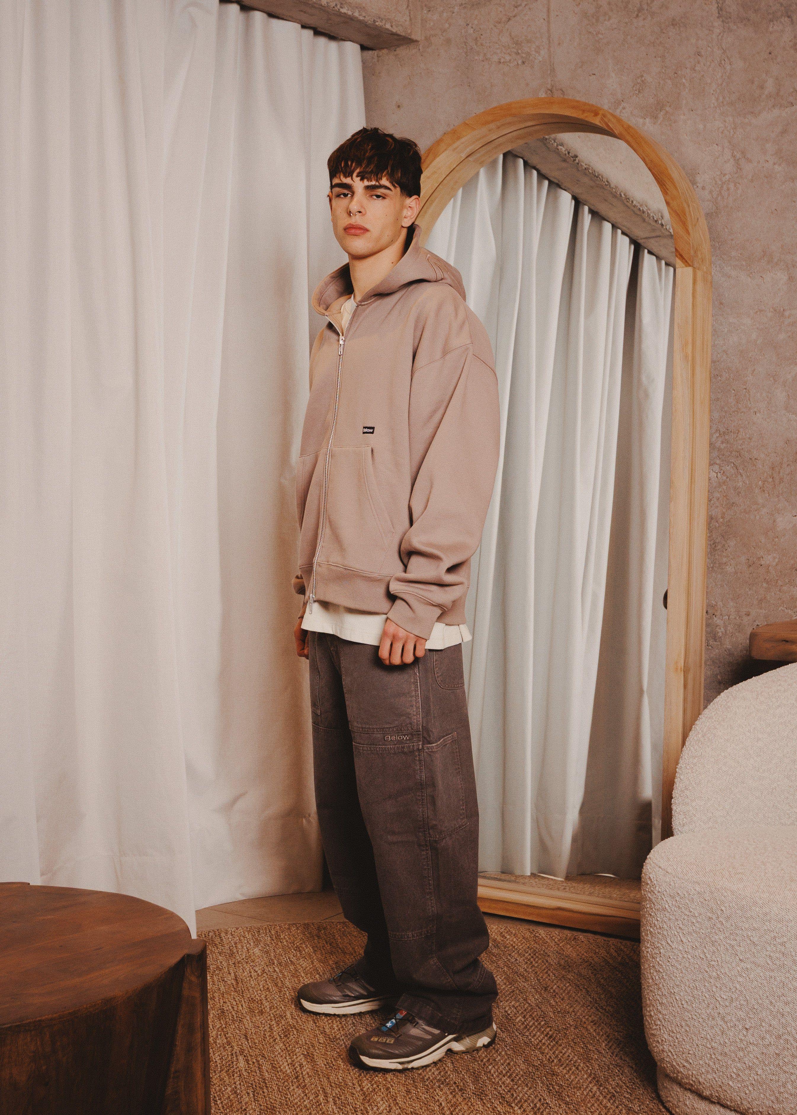 ZIPUP HOODIE THE CAP TAUPE-8