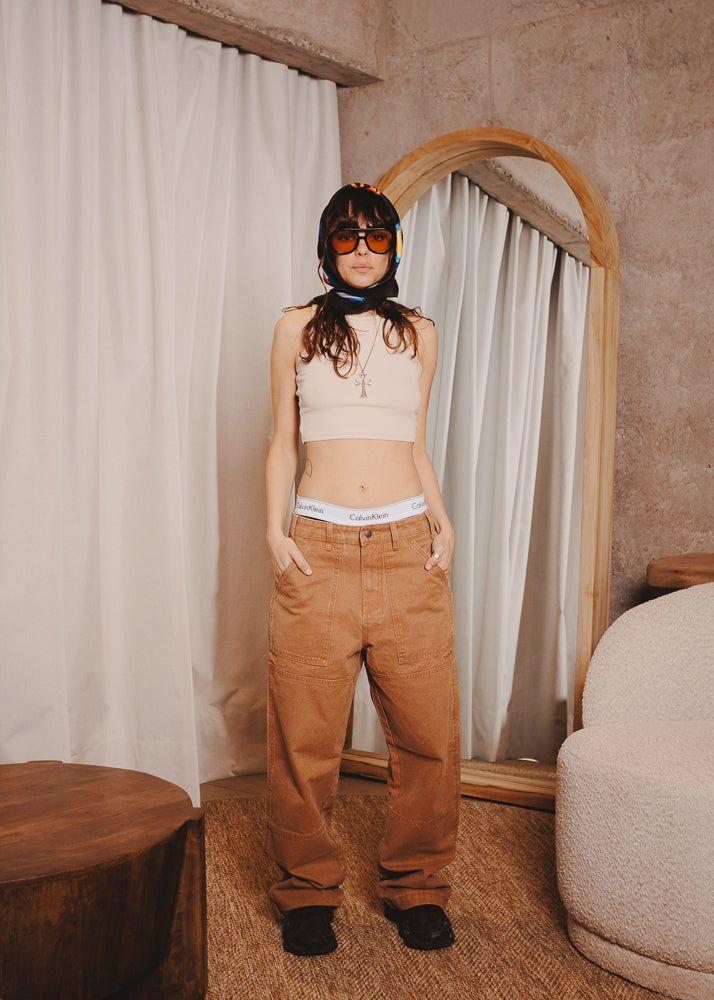 CANVAS PANTS DOUBLE TABACO-5