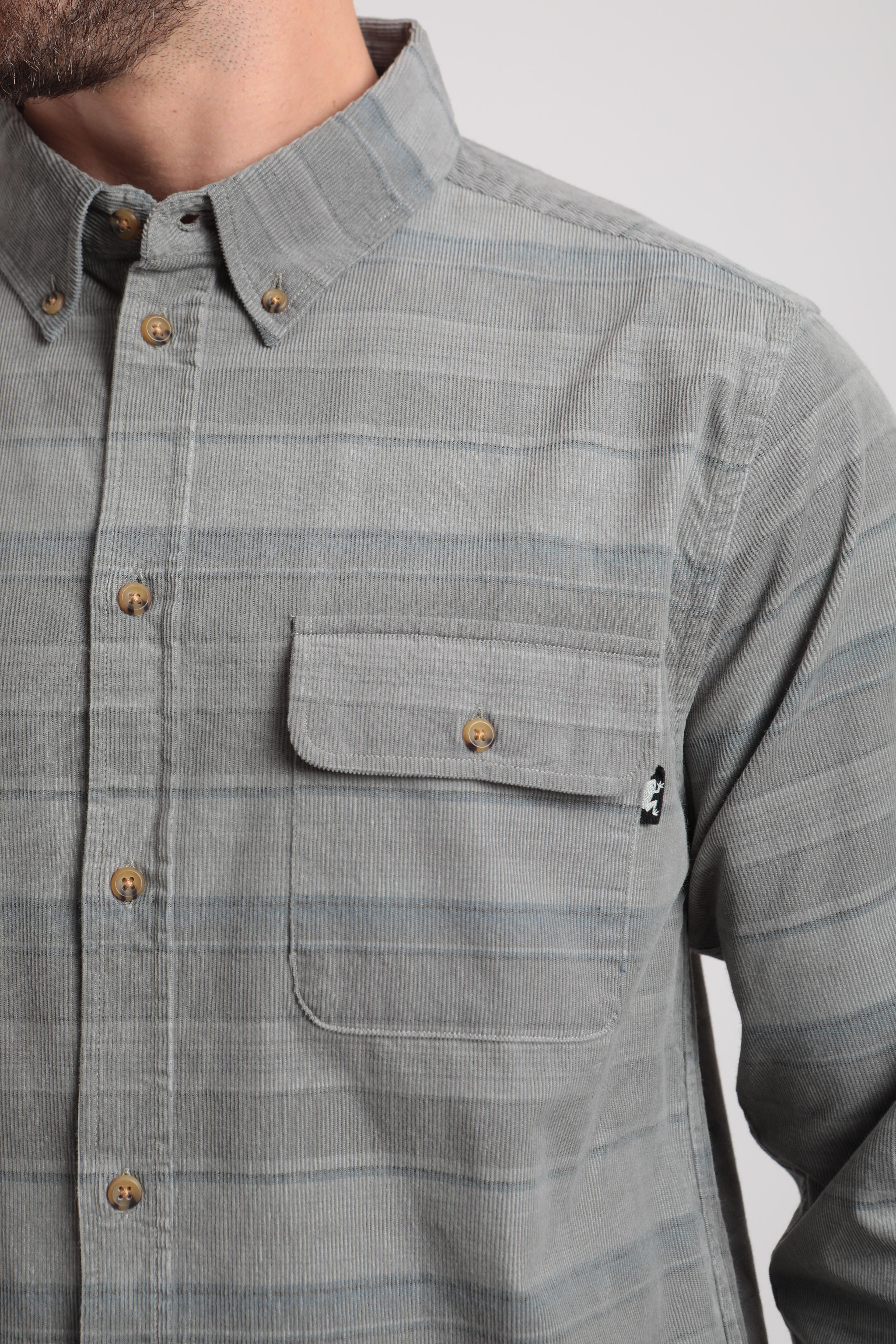 Camisa manga larga hombre Corduroy gris -1