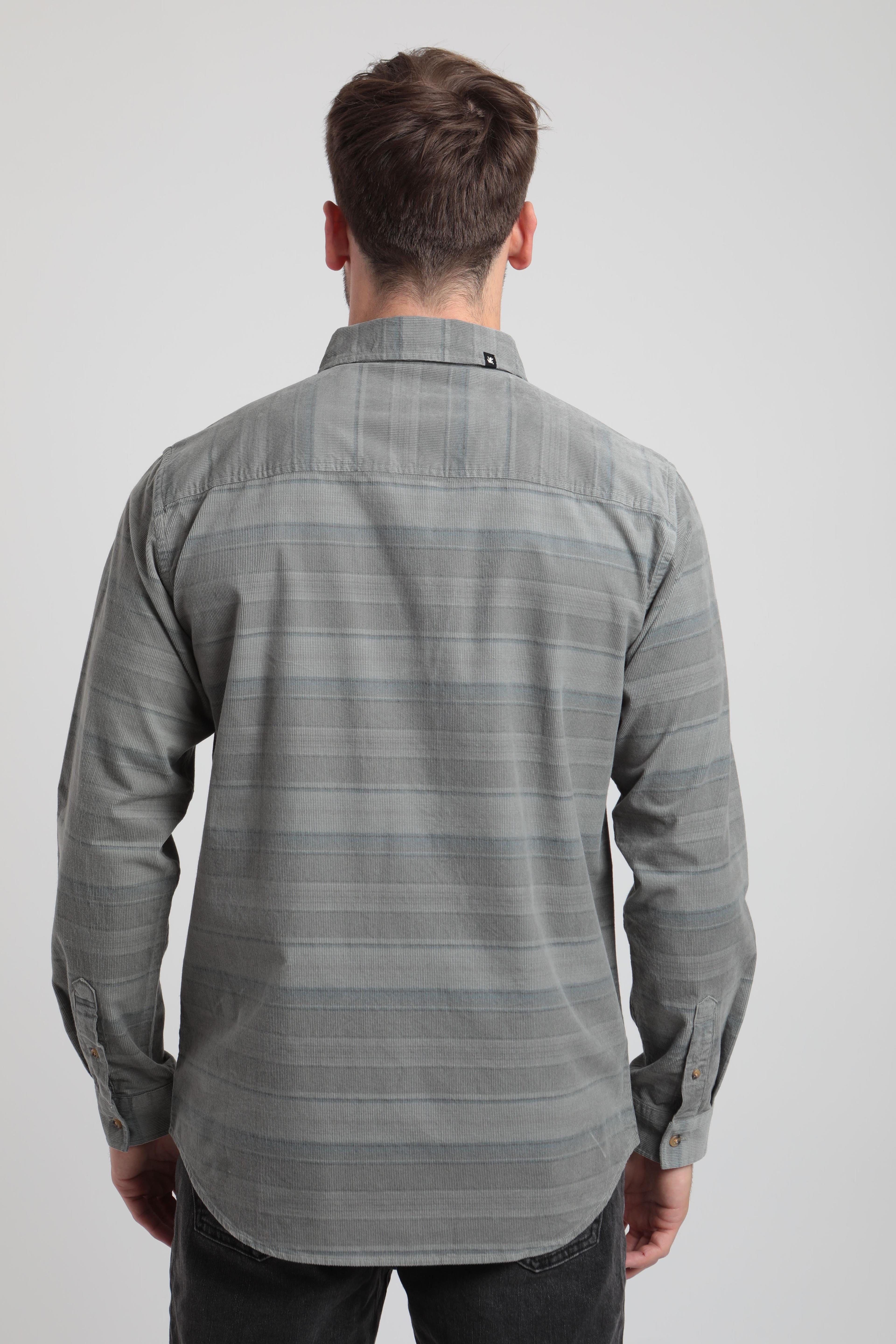 Camisa manga larga hombre Corduroy gris -2
