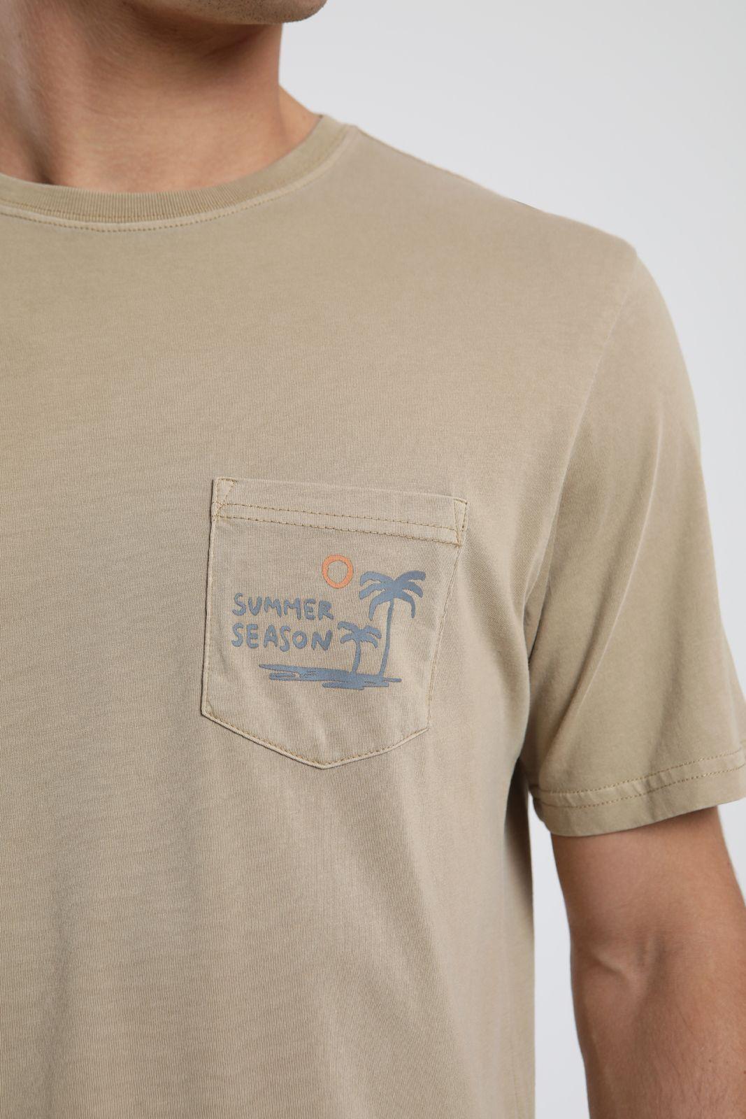 Polera hombre manga corta Bolsillo camel Algodón orgánico Froens-2