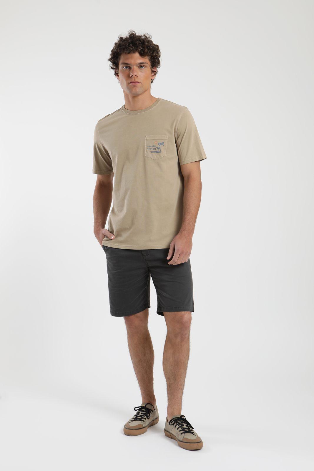 Polera hombre manga corta Bolsillo camel Algodón orgánico Froens-3