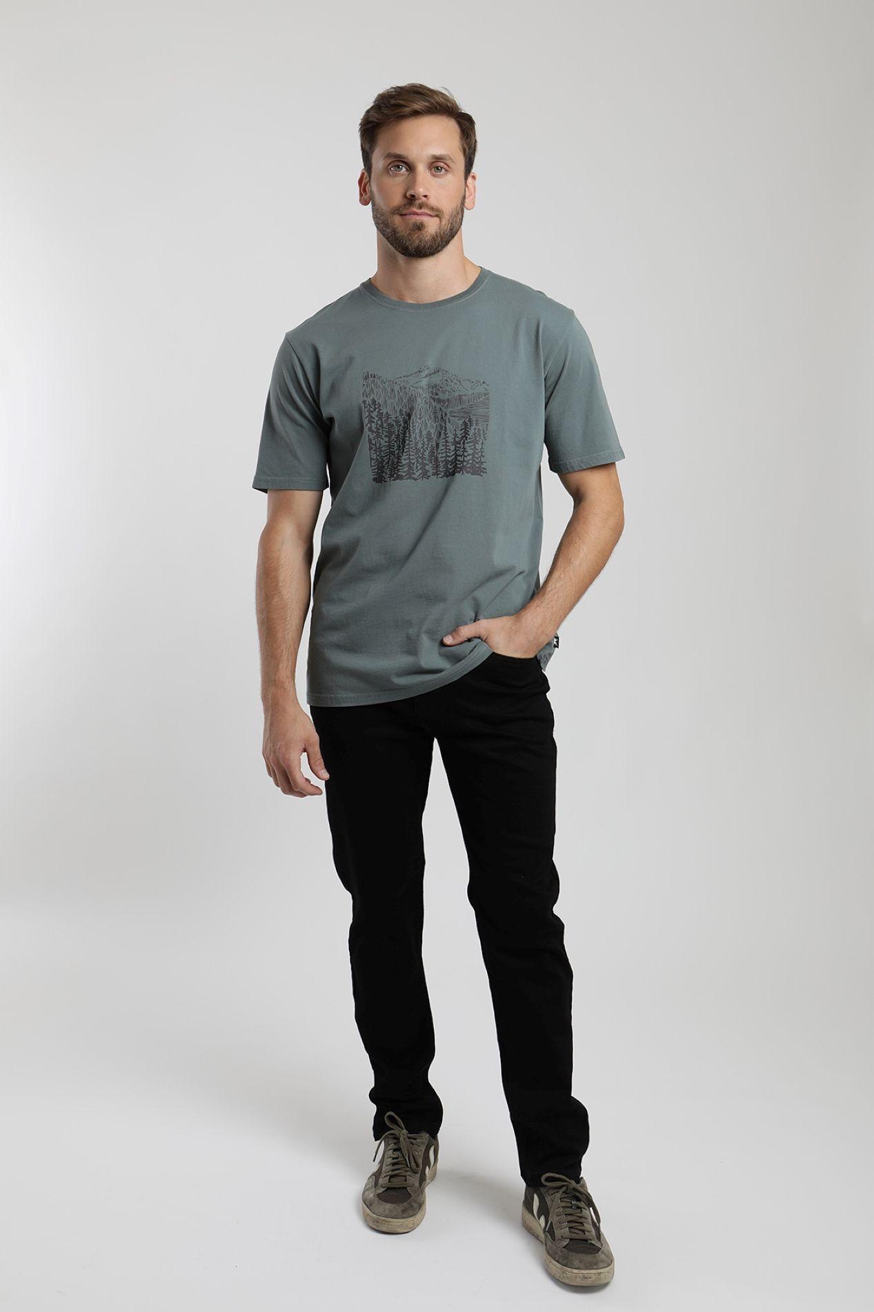 Polera manga corta hombre Bosque verde  -3
