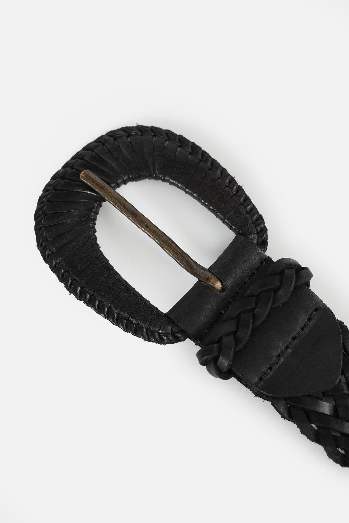 Cinturon Mujer Trenza Negro Froens -Cuero-2