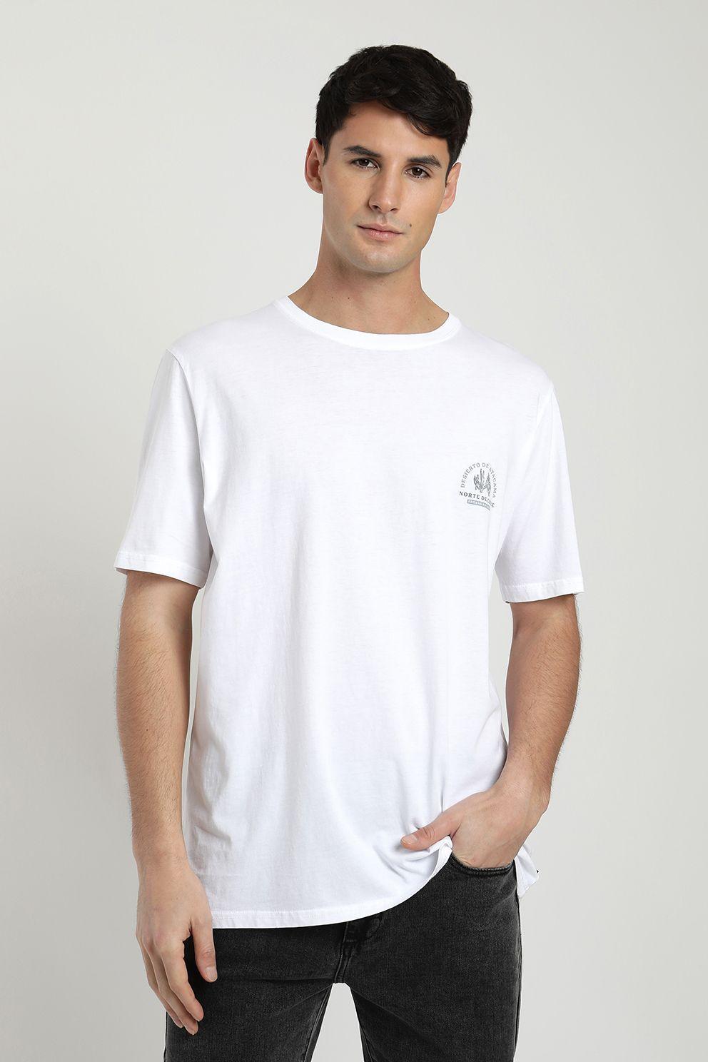 Polera manga corta hombre Desierto blanco -0