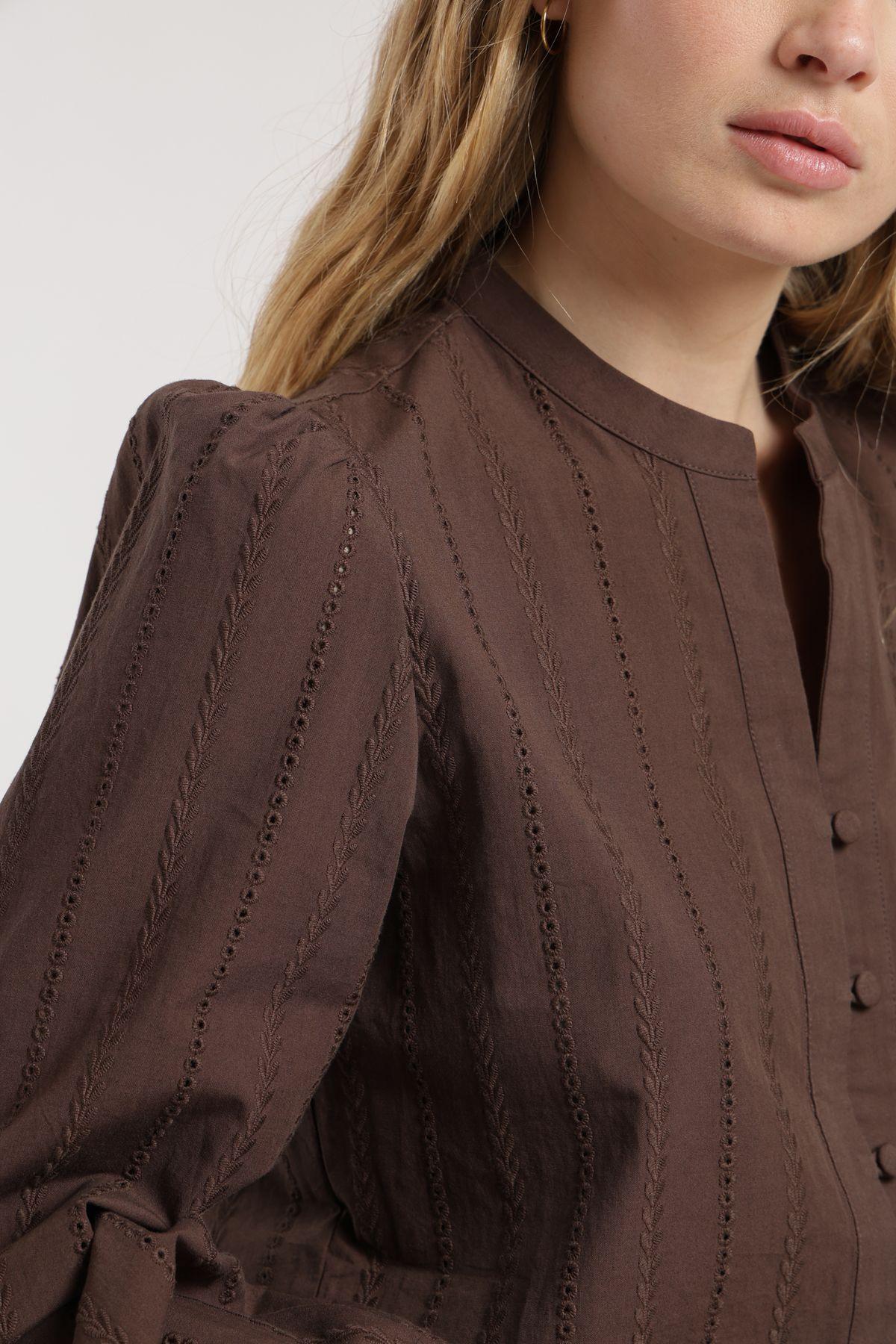 Blusa manga larga  Nacar café Froens-3
