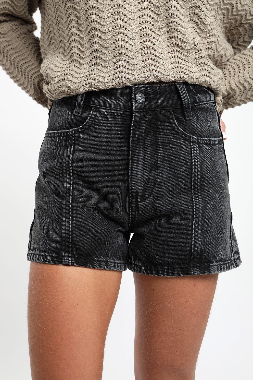 Short mujer jeans negro-1