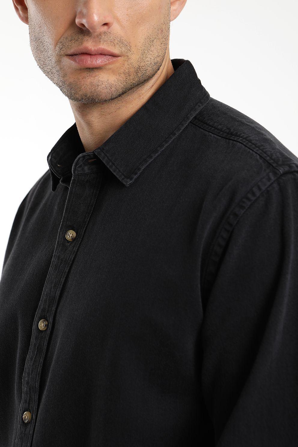 Camisa hombre manga larga denim 100% algodón orgánico Froens-3