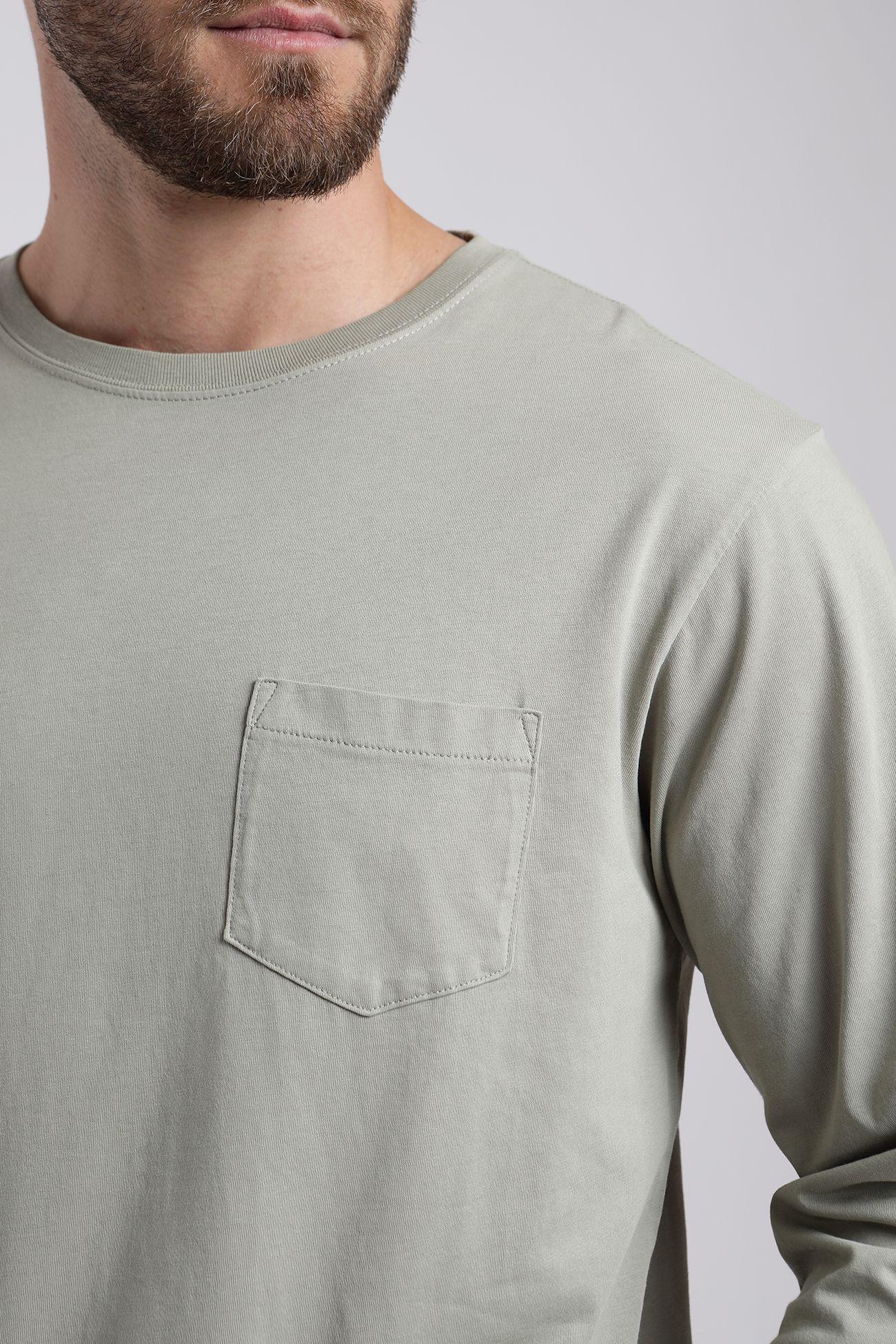 Polera manga larga hombre Bolsillo verde  -1