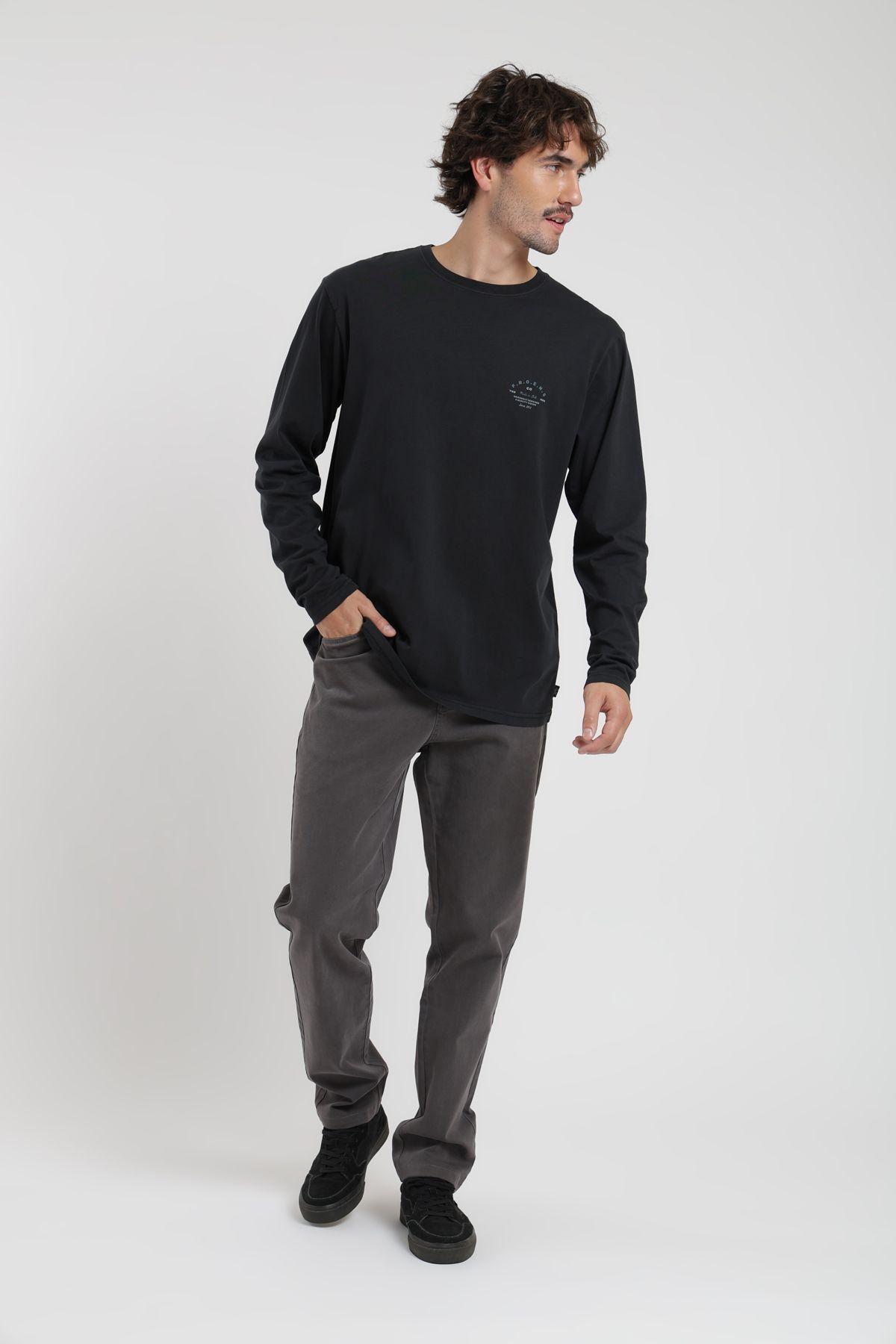Polera hombre manga larga  Text negro Froens-3
