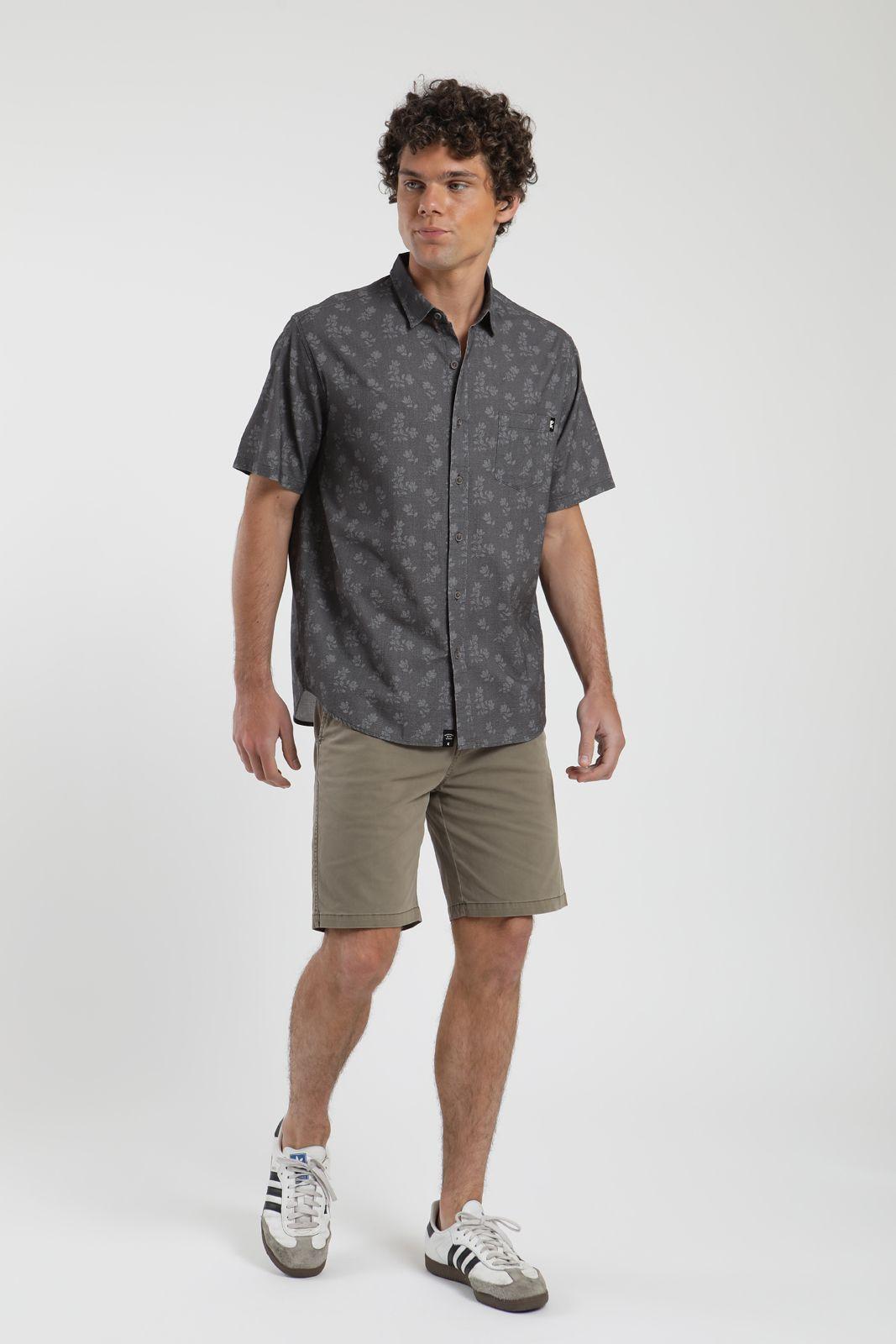 Camisa hombre manga corta Floral grafito Algodón orgánico Froens-2