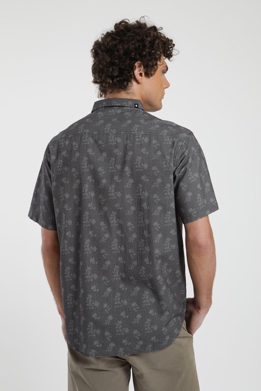 Camisa hombre manga corta Floral grafito Algodón orgánico Froens-3