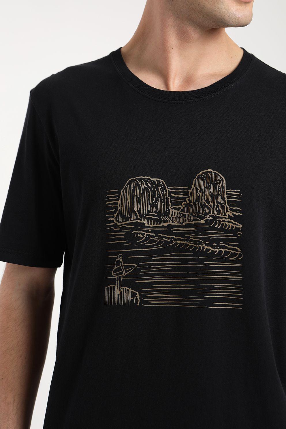 Polera manga corta hombre Punta de lobos negro -1