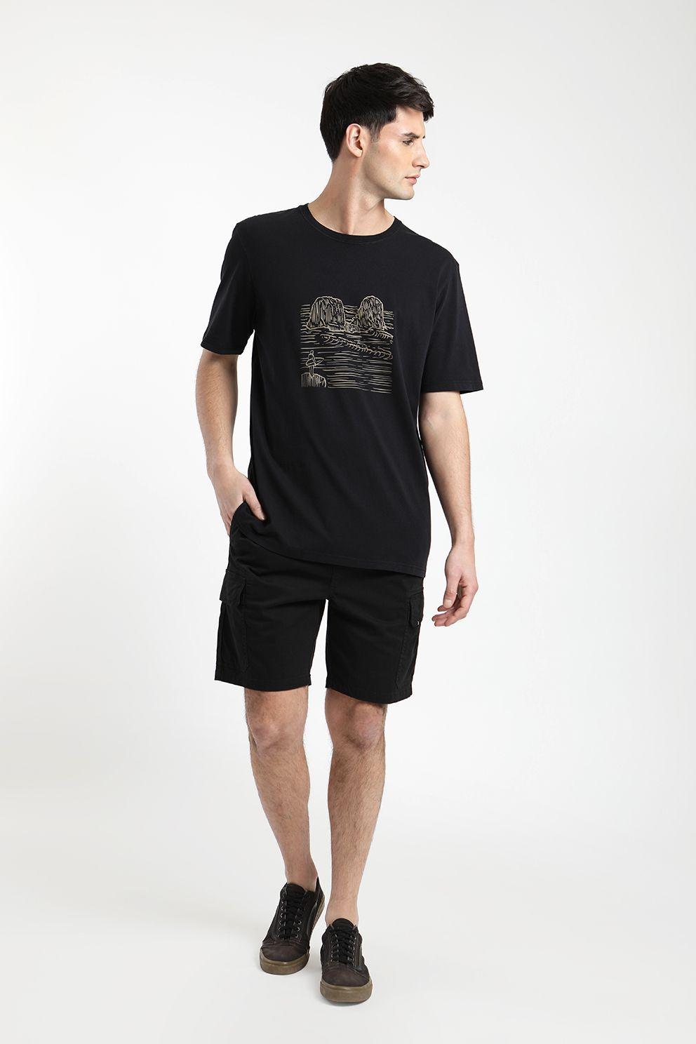 Polera manga corta hombre Punta de lobos negro -3