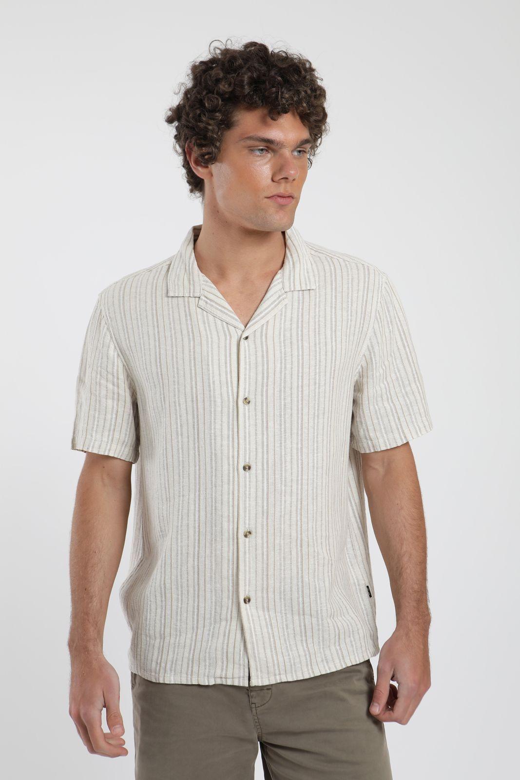 Camisa manga corta Jervis taupe Lino Froens-0