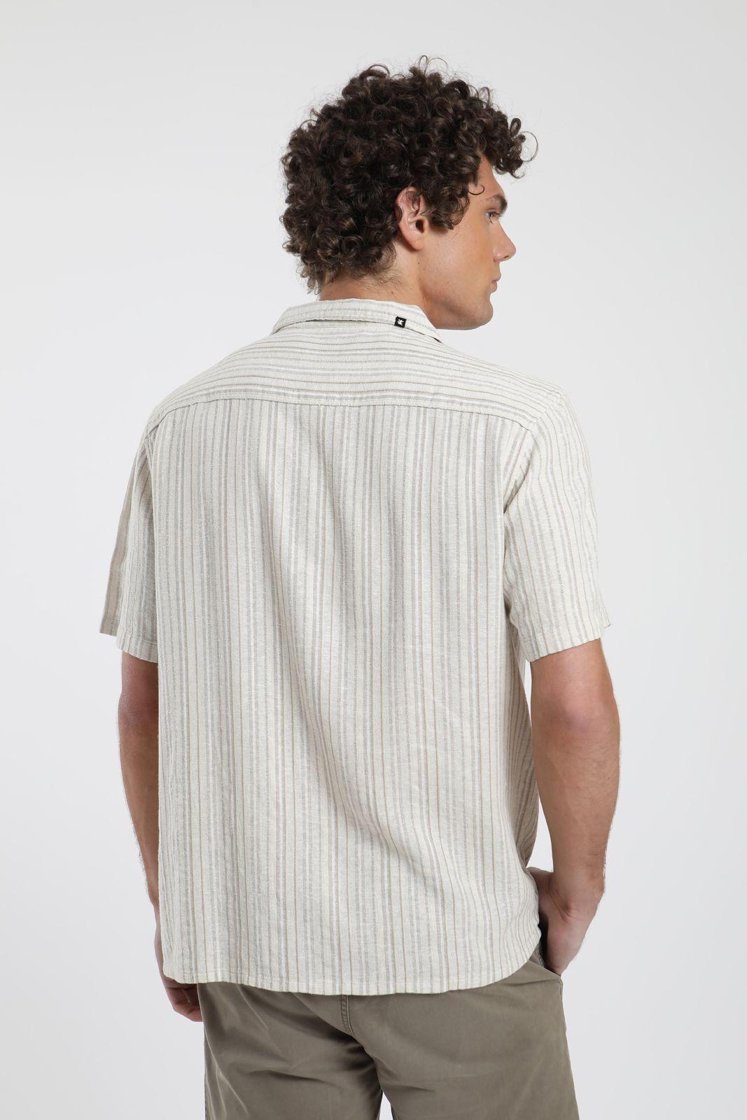 Camisa manga corta Jervis taupe Lino Froens-2