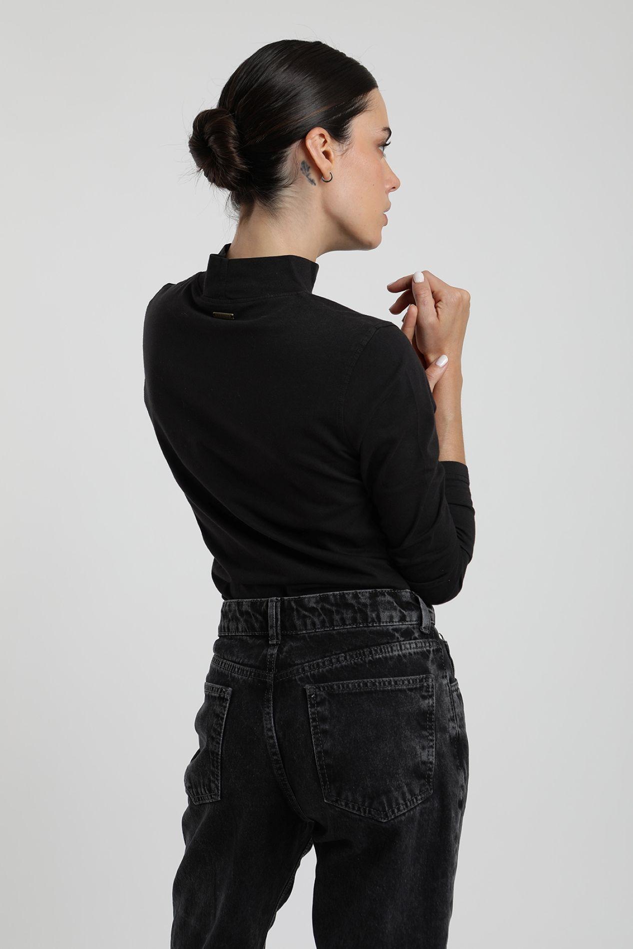 Polera manga larga mujer Palma negro  -2