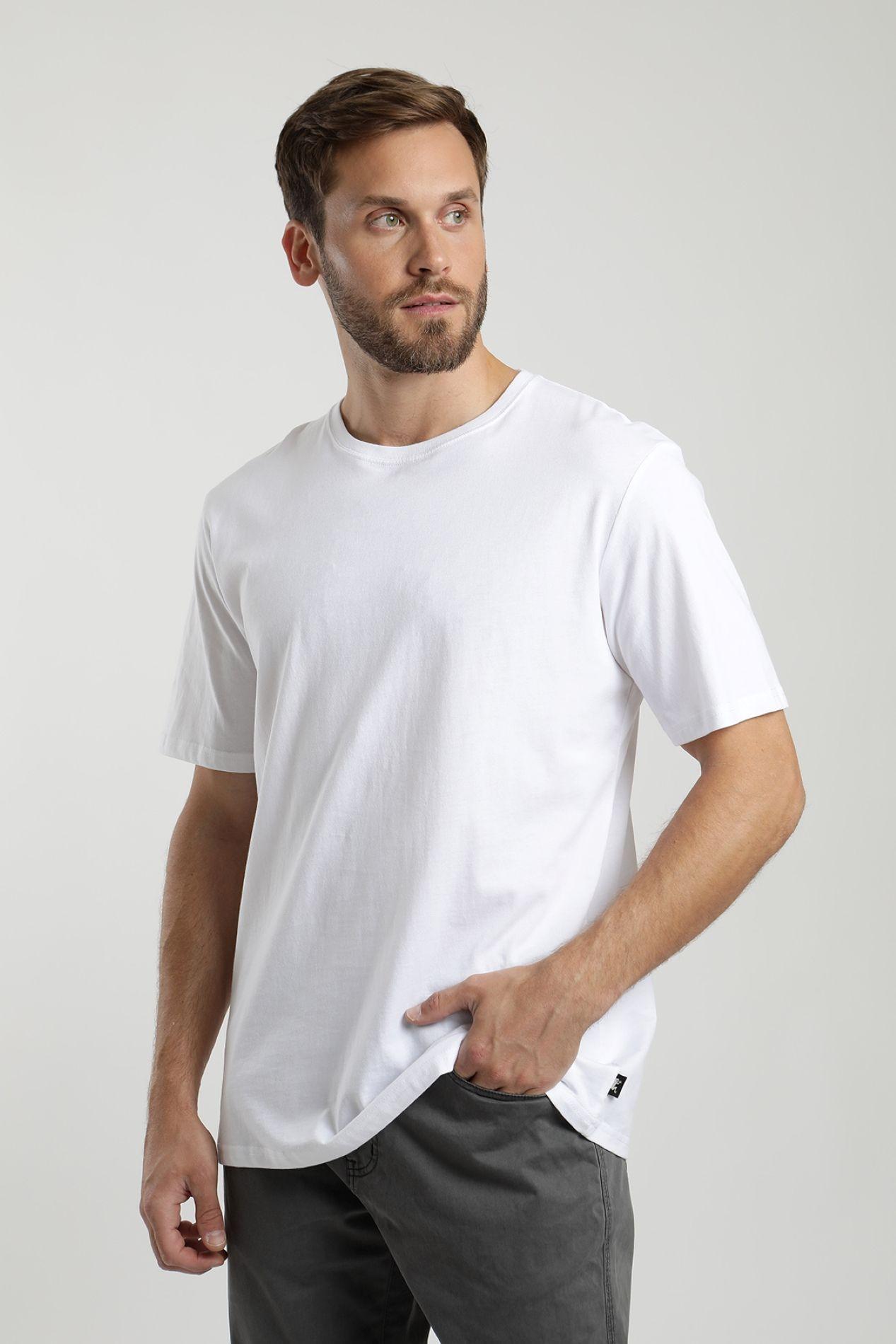 Polera manga corta hombre Plain blanco  -0