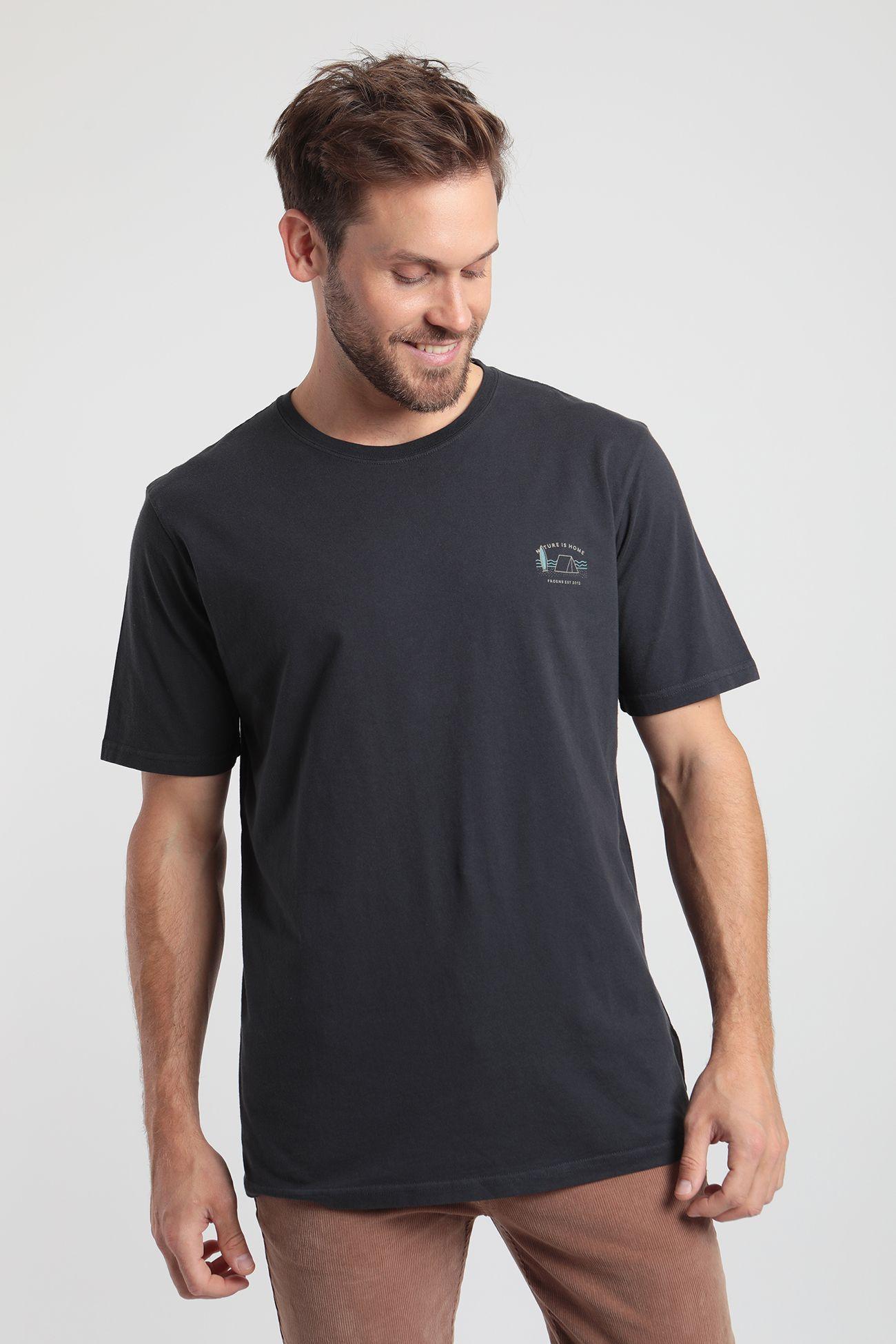 Polera manga corta hombre camping grafito -0
