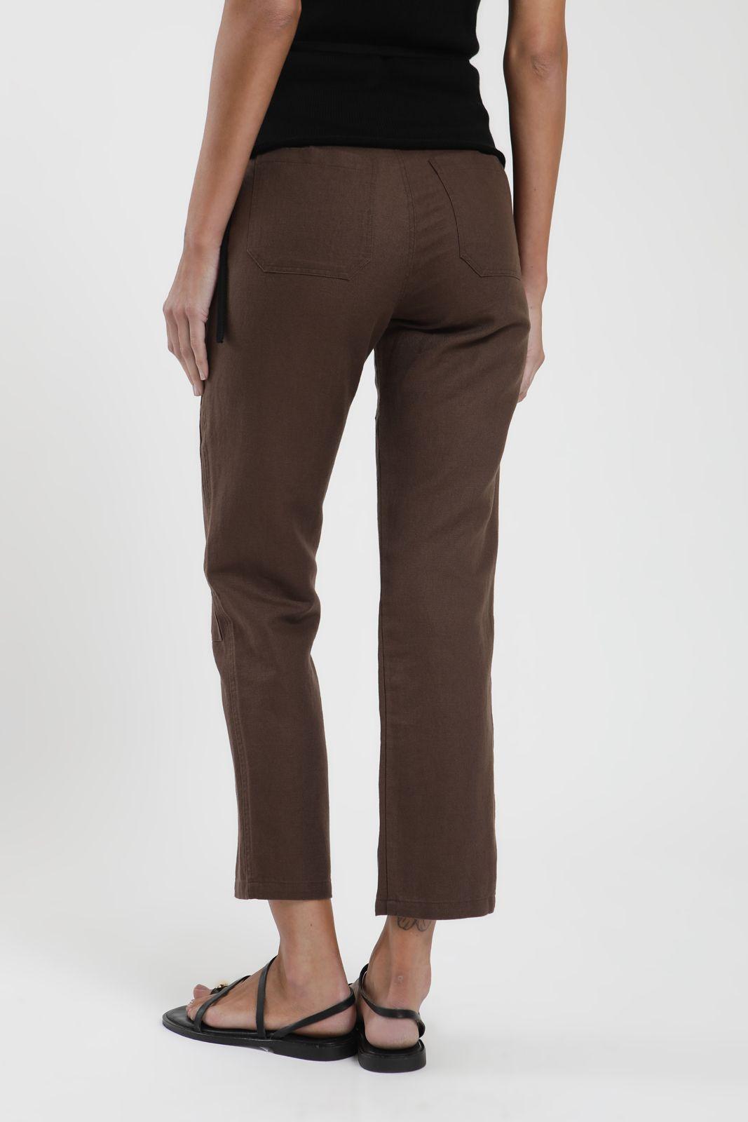 Pantalón mujer Iris café Lino Froens-2