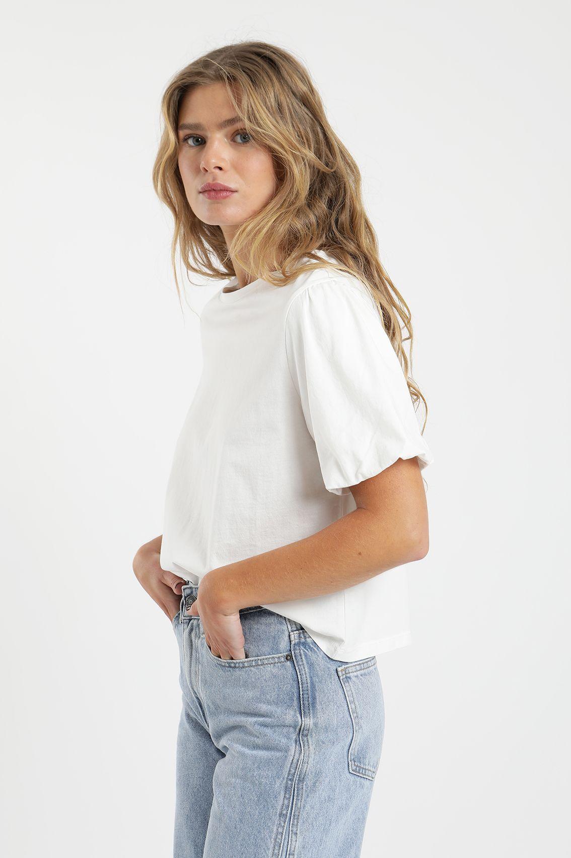 Polera mujer manga corta globo 100% algodón orgánico Froens-3