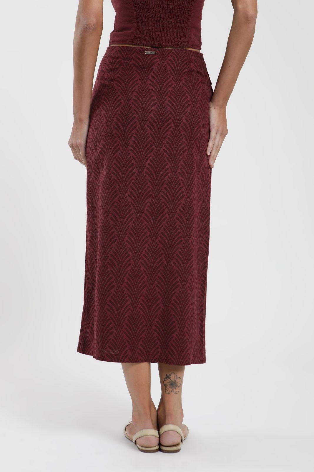 Falda larga Amber print burdeo Lino Froens-4