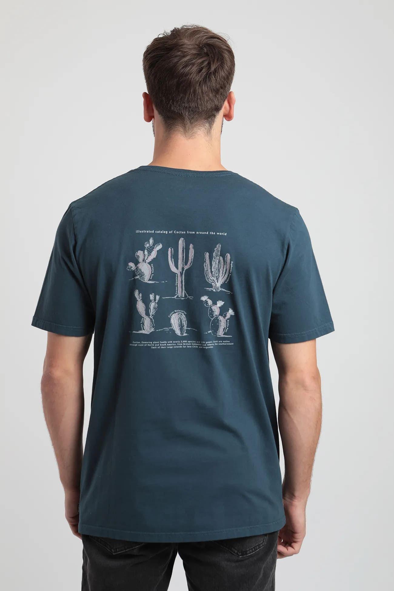 Polera manga corta hombre cactus azul -3