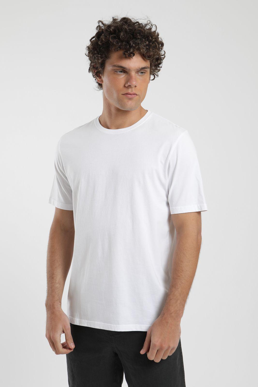 Polera hombre manga corta Plain blanco Algodón orgánico Froens-1