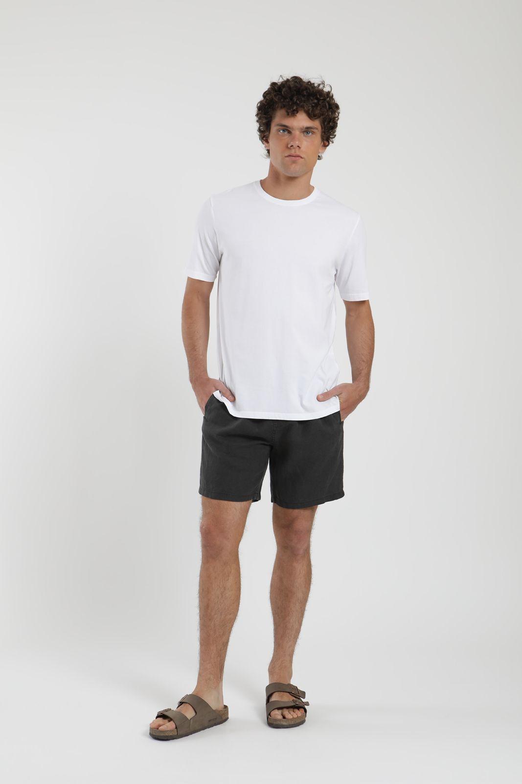 Polera hombre manga corta Plain blanco Algodón orgánico Froens-2