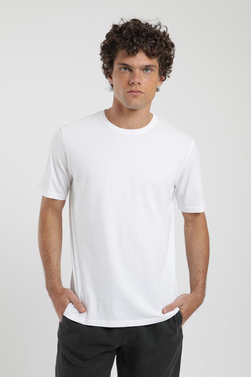 Polera hombre manga corta Plain blanco Algodón orgánico Froens-3
