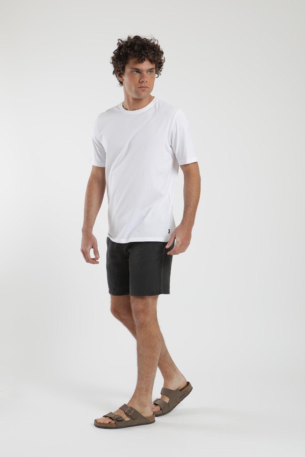 Polera hombre manga corta Plain blanco Algodón orgánico Froens-4