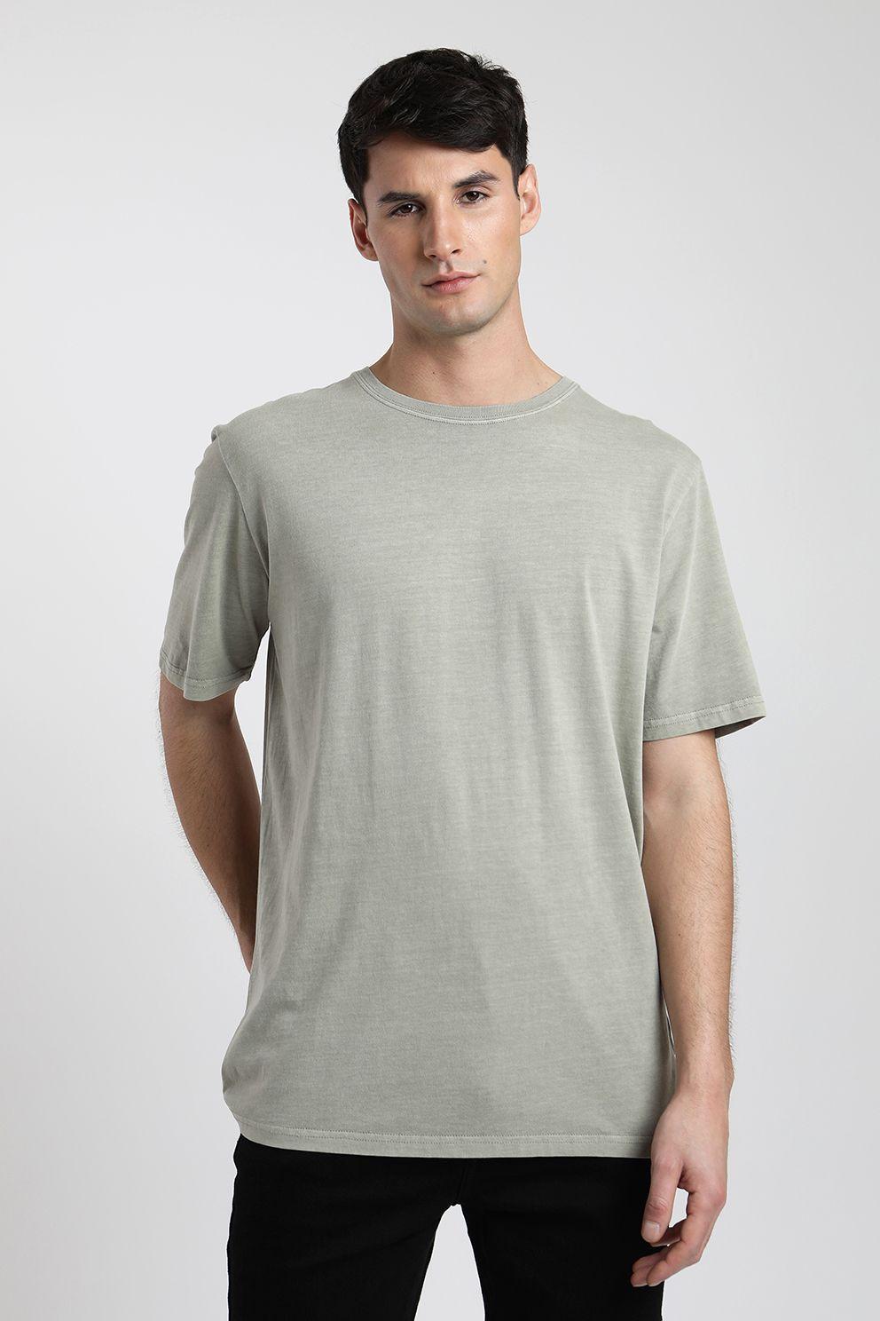 Polera manga corta hombre Plain verde claro -0