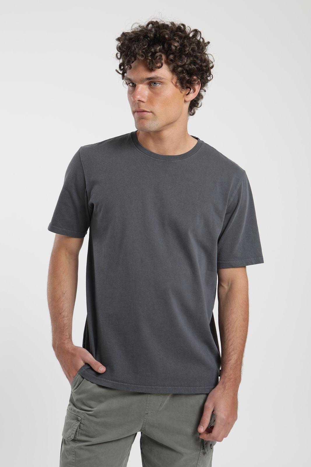 Polera hombre manga corta Plain grafito Algodón orgánico Froens-2