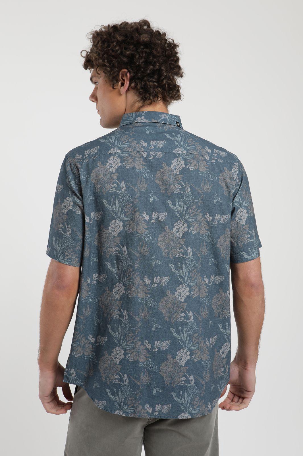 Camisa hombre manga corta Flores azul Viscosa Froens-2