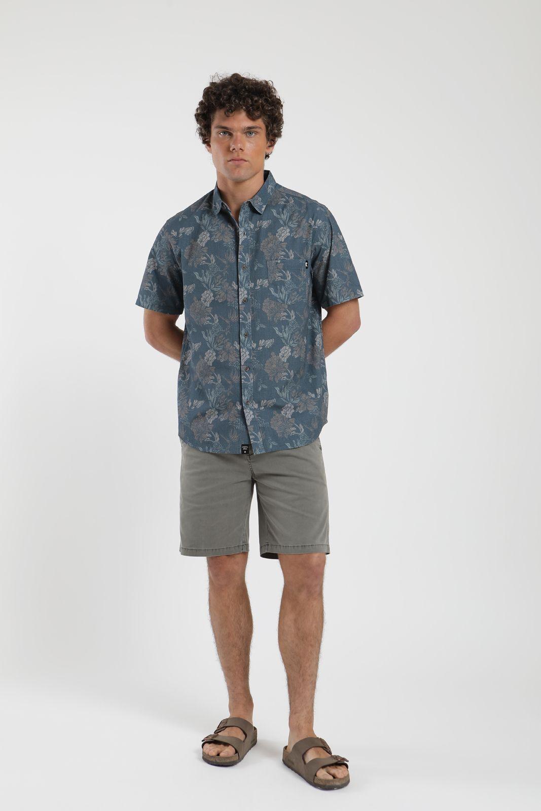 Camisa hombre manga corta Flores azul Viscosa Froens-3