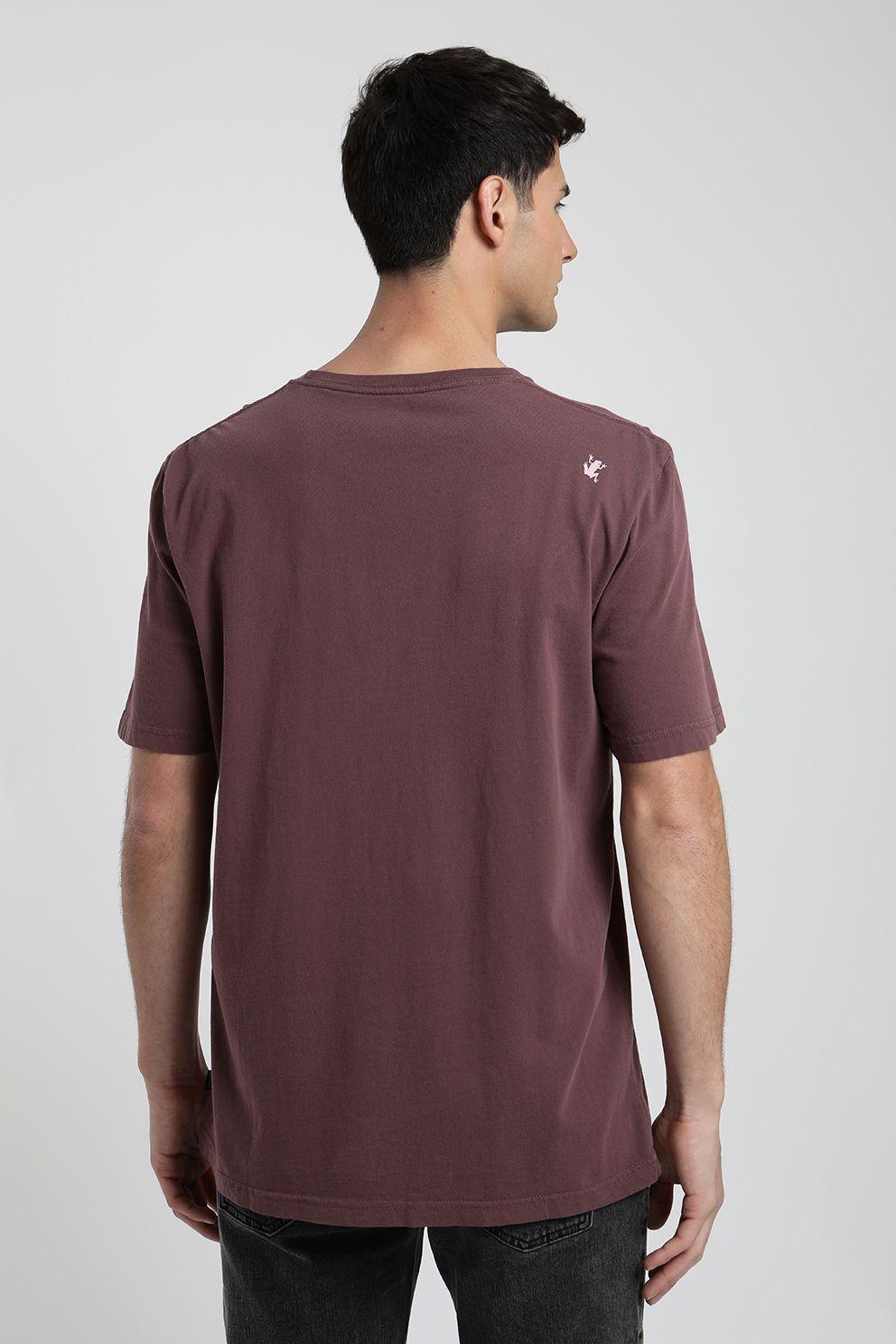 Polera manga corta hombre Logo text burdeo -2