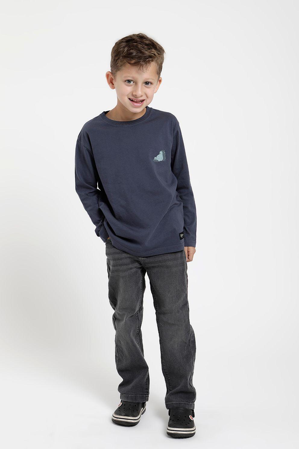 Polera manga larga kids Oso flojo azul -3