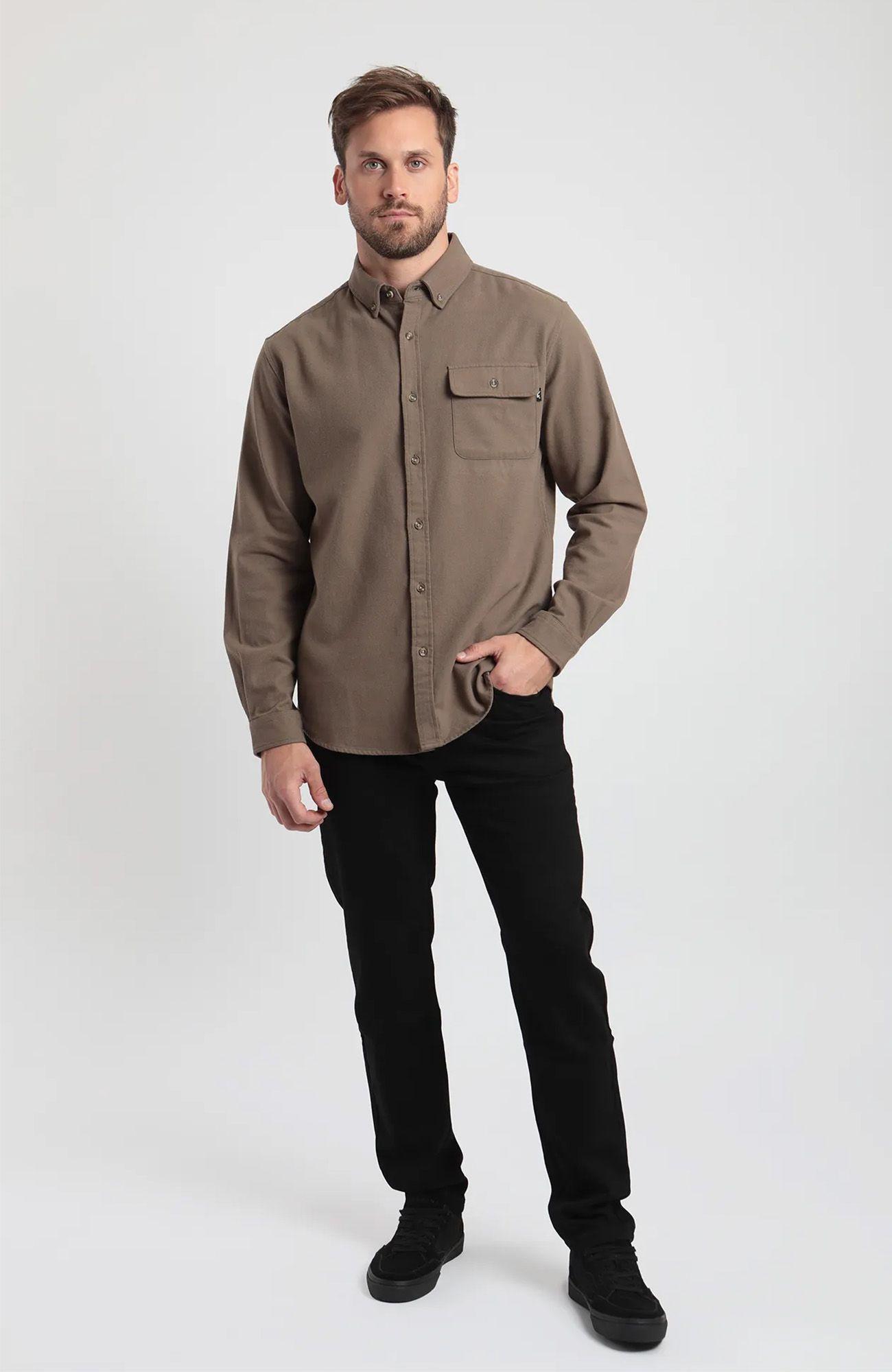 Camisa manga larga hombre Classic olivo -3